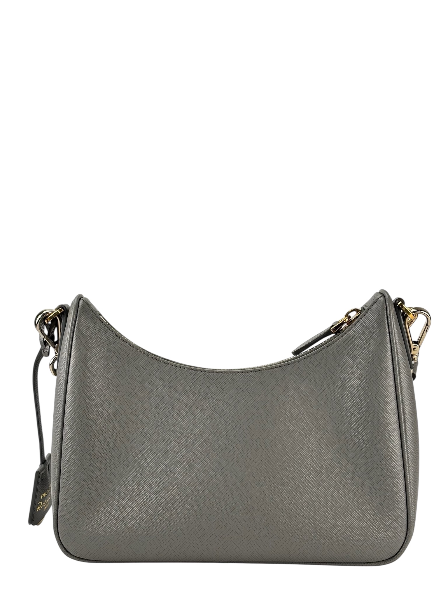 PRADA - Gray Leather Re-Edition Re-Nylon Bag 3 in 1