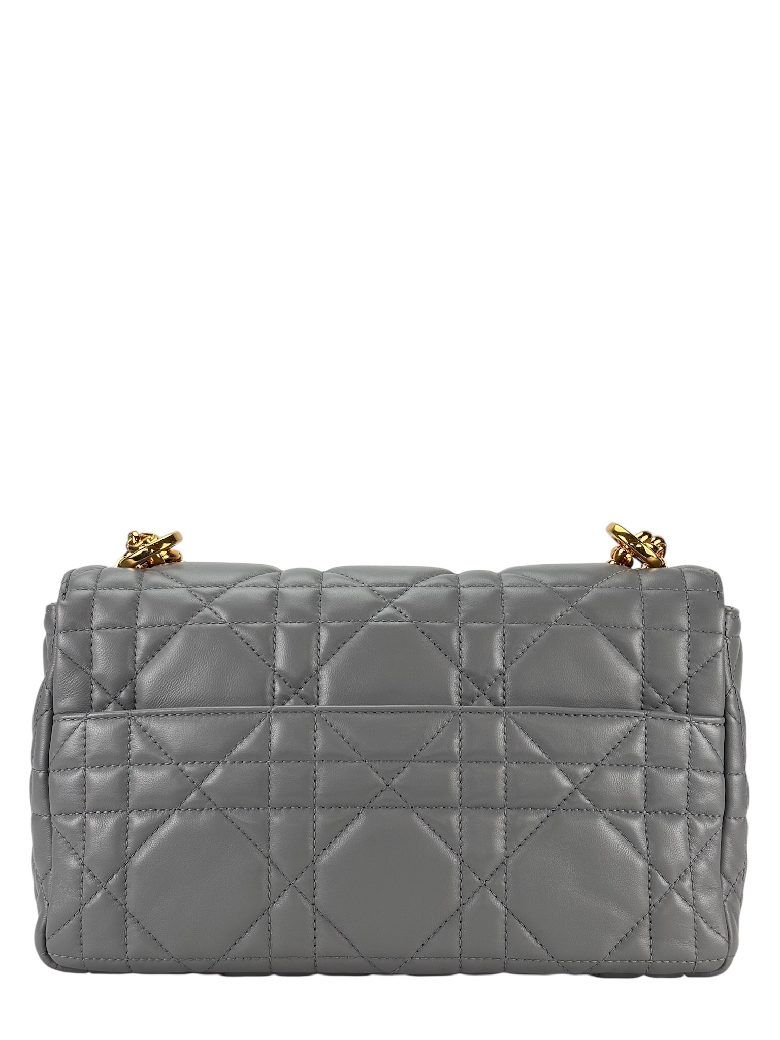 CHRISTIAN DIOR - Gray Lambskin Caro Chain Shoulder Bag