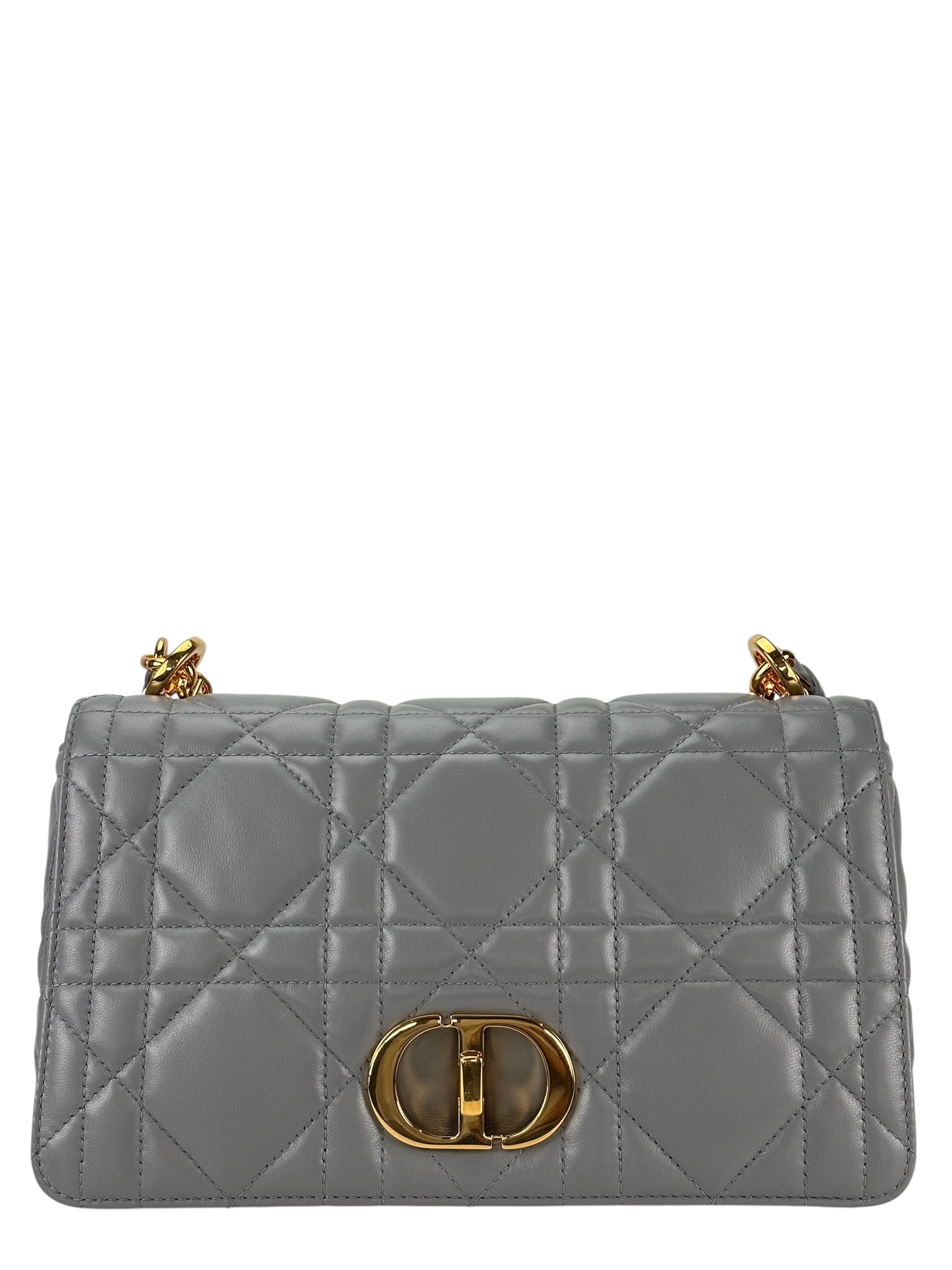 CHRISTIAN DIOR - Gray Lambskin Caro Chain Shoulder Bag