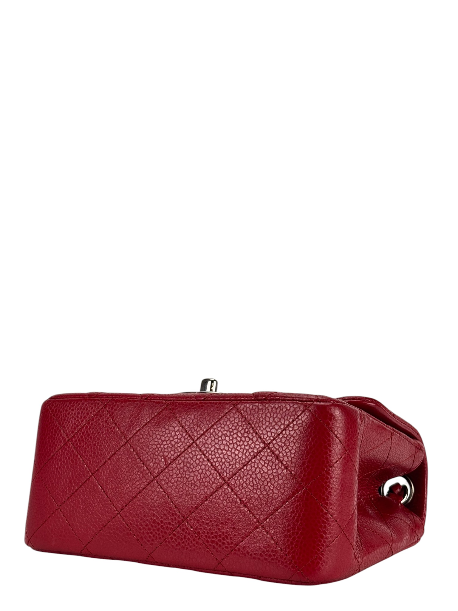 CHANEL - Red Lambskin Mini Classic Square Flap Shoulder Bag 17
