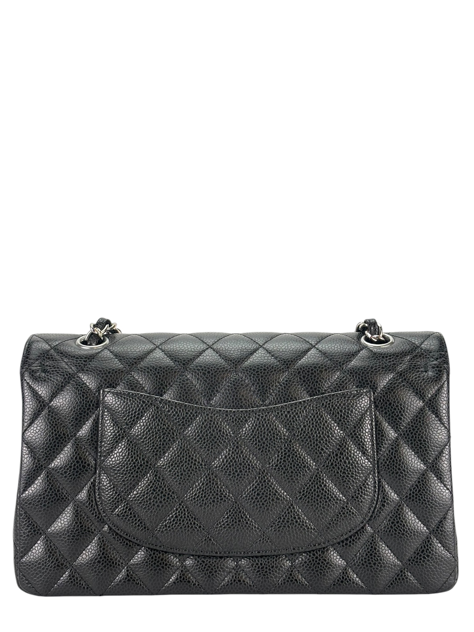 CHANEL - Medium Classic Double Flap Bag Black Caviar Sliver Hardware (CF25)