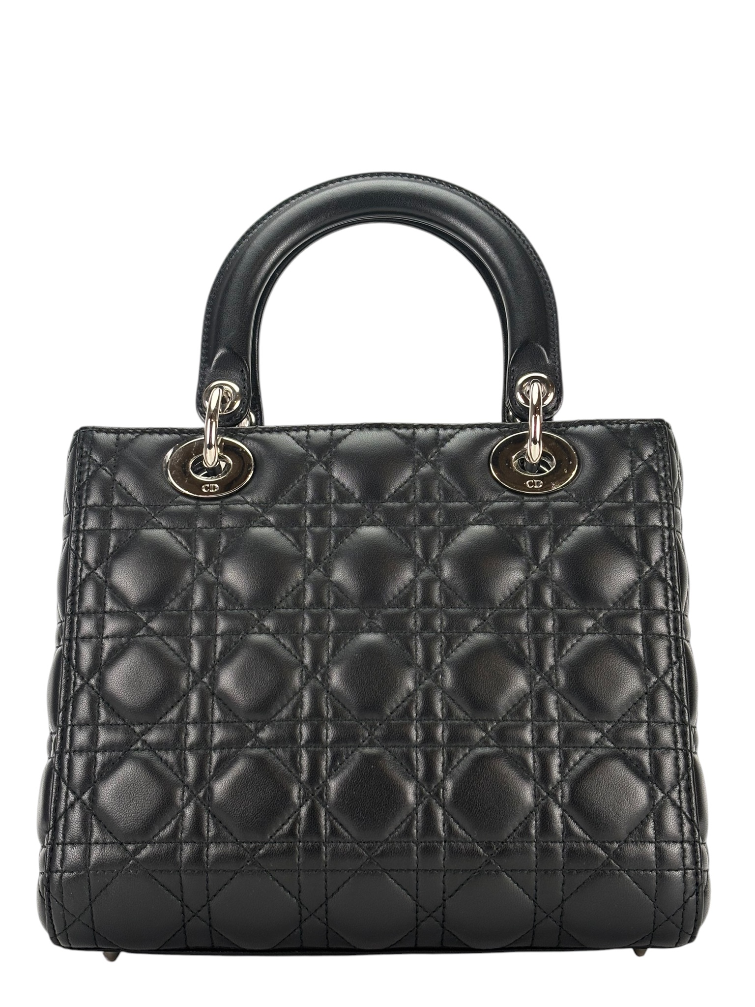 CHRISTIAN DIOR - Black Lambskin Lady Dior Handbag