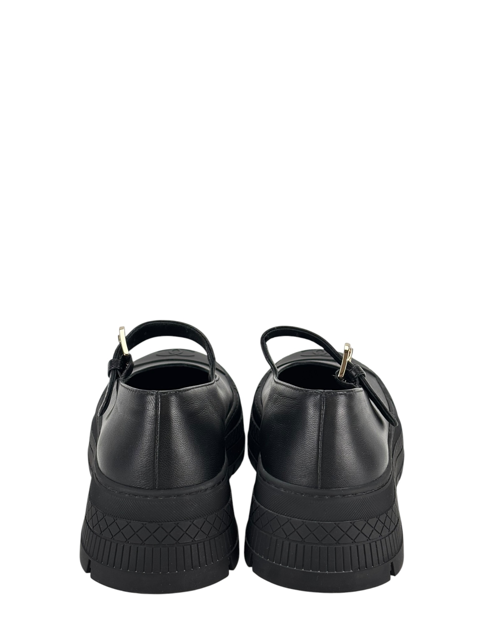 CHANEL - 26P Black Leather Mary Jane Shoes