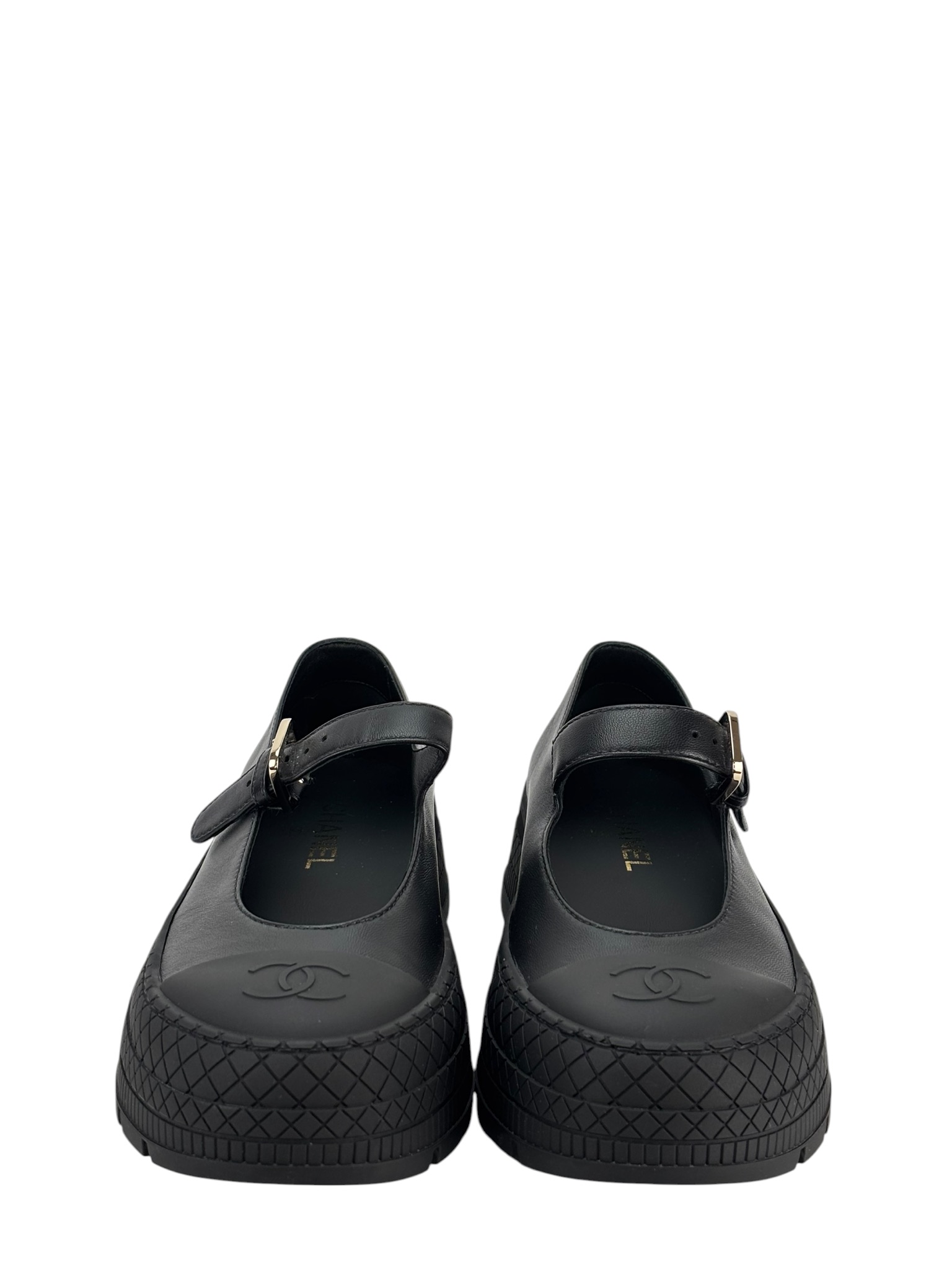 CHANEL - 26P Black Leather Mary Jane Shoes