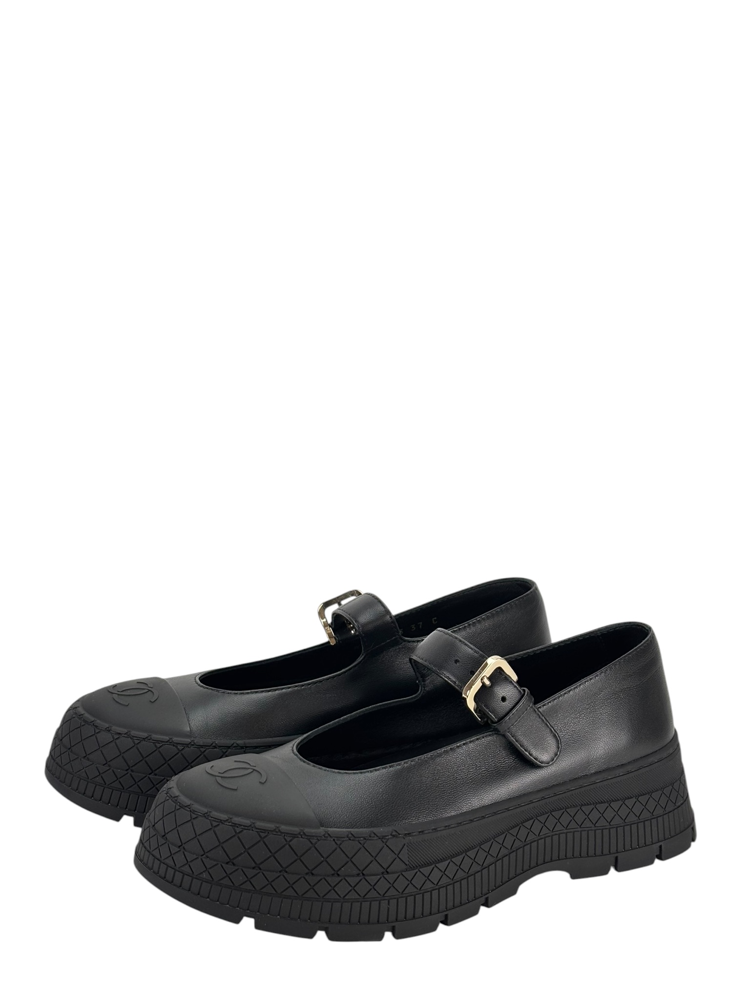 CHANEL - 26P Black Leather Mary Jane Shoes – Camellia Vintage Tokyo