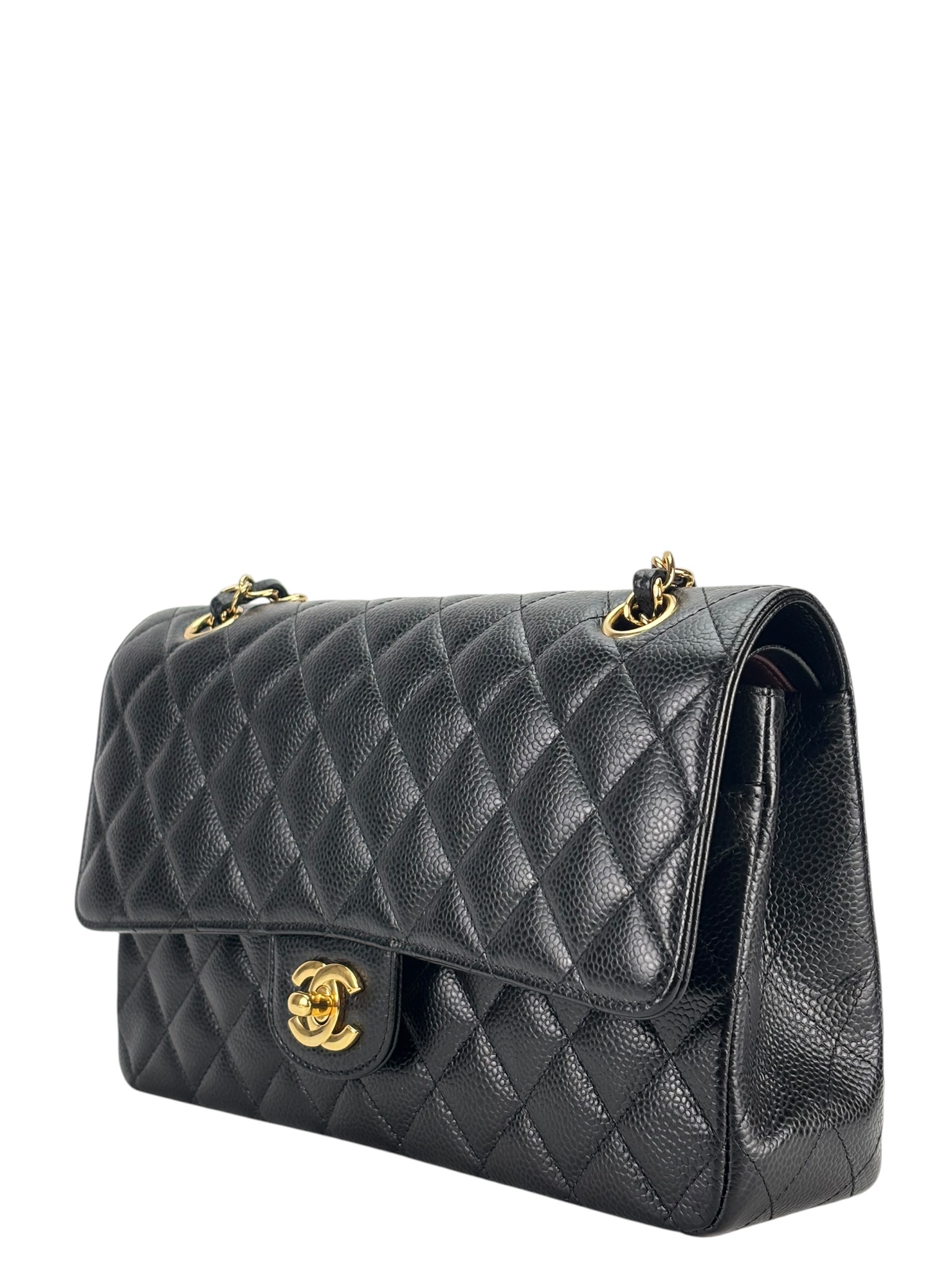 CHANEL - Classic Double Flap 25 Black Caviar Gold Hardware