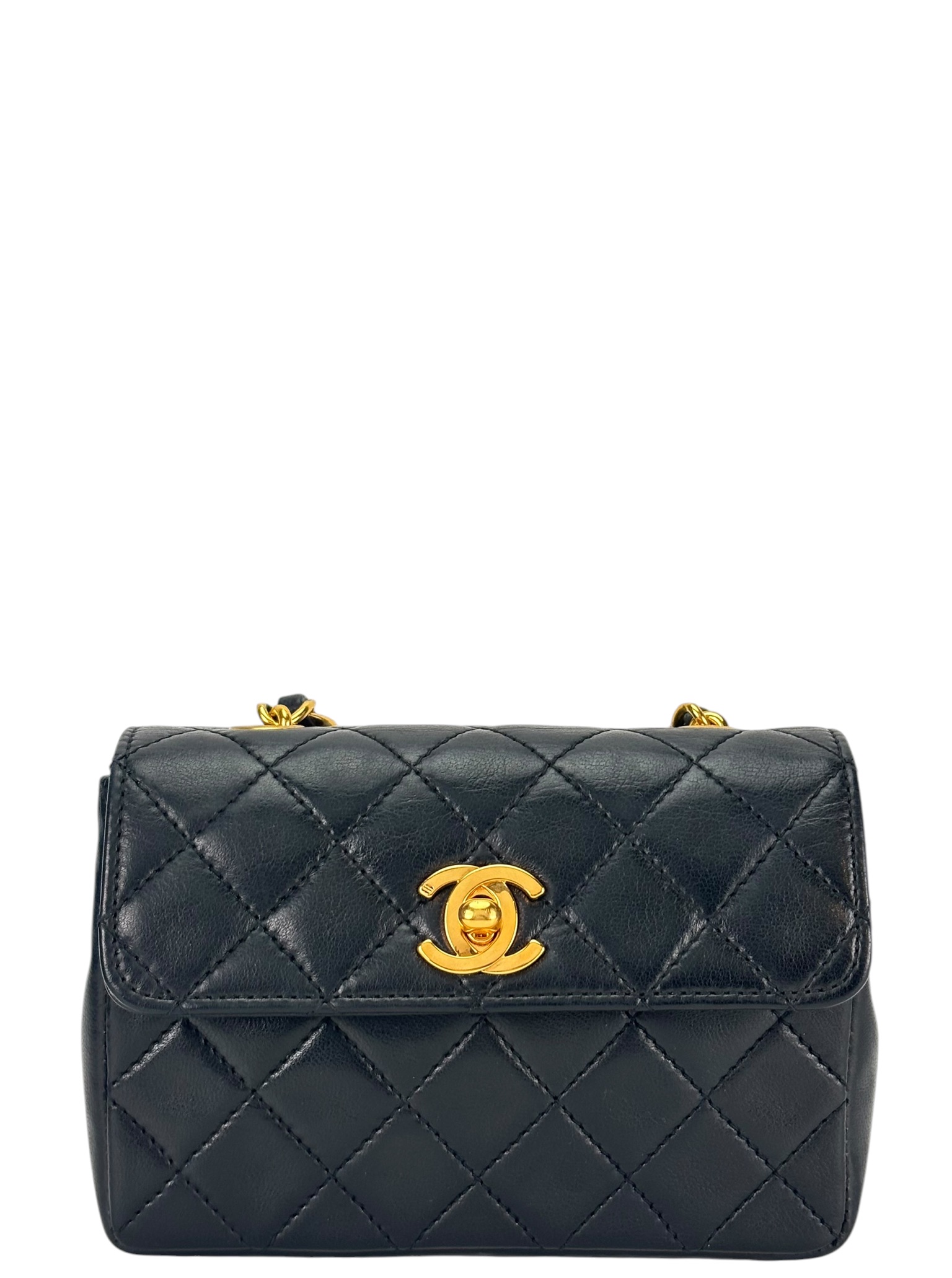CHANEL - Mini Double Flap 14 Black Lambskin