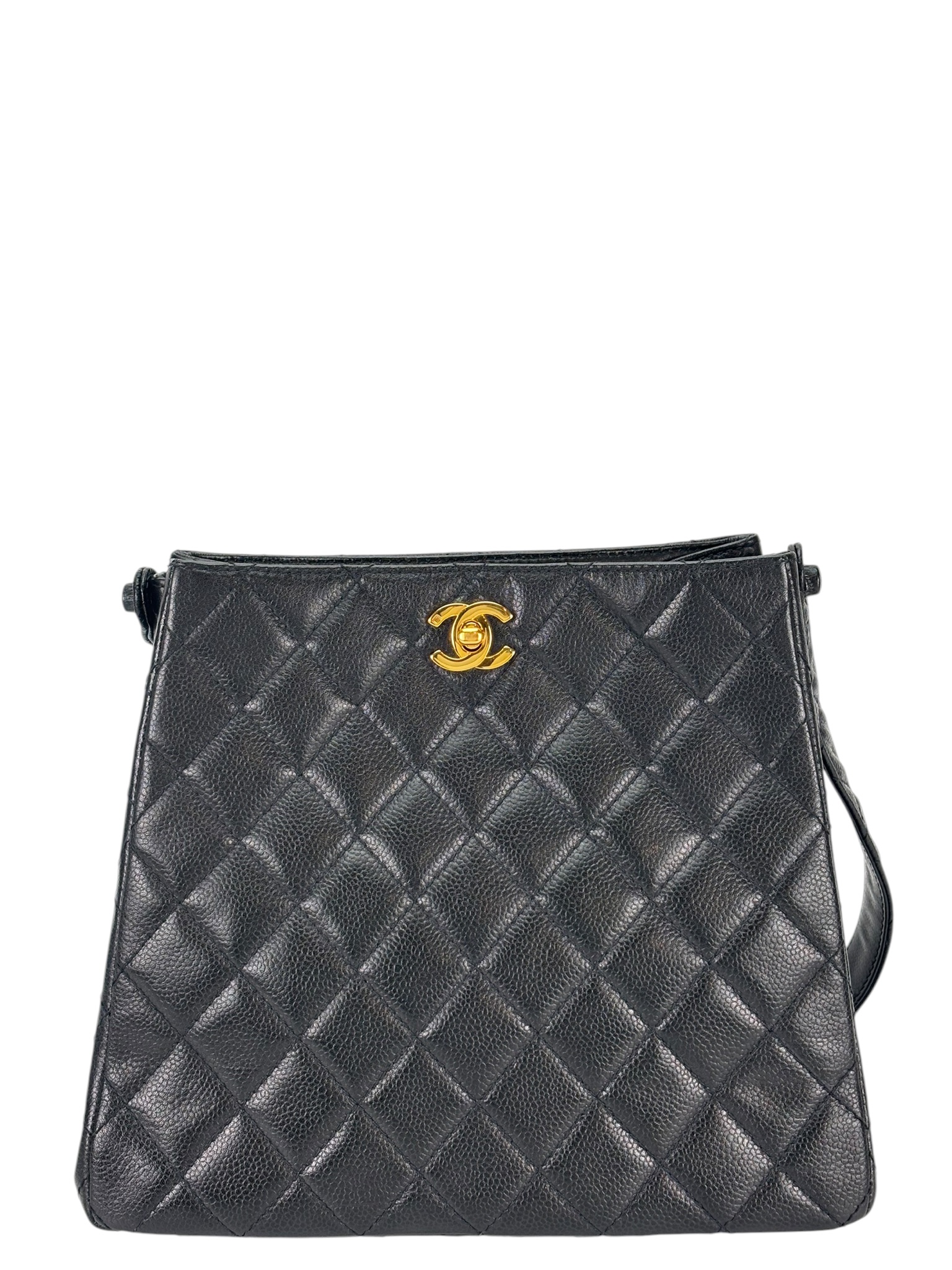 CHANEL - Kelly Shoulder Bag Black Caviar Double Face Gold Hardware