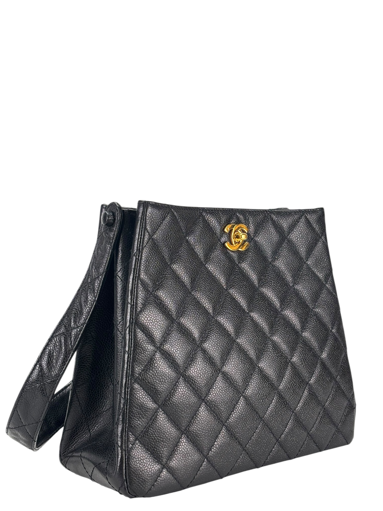 CHANEL - Kelly Shoulder Bag Black Caviar Double Face Gold Hardware
