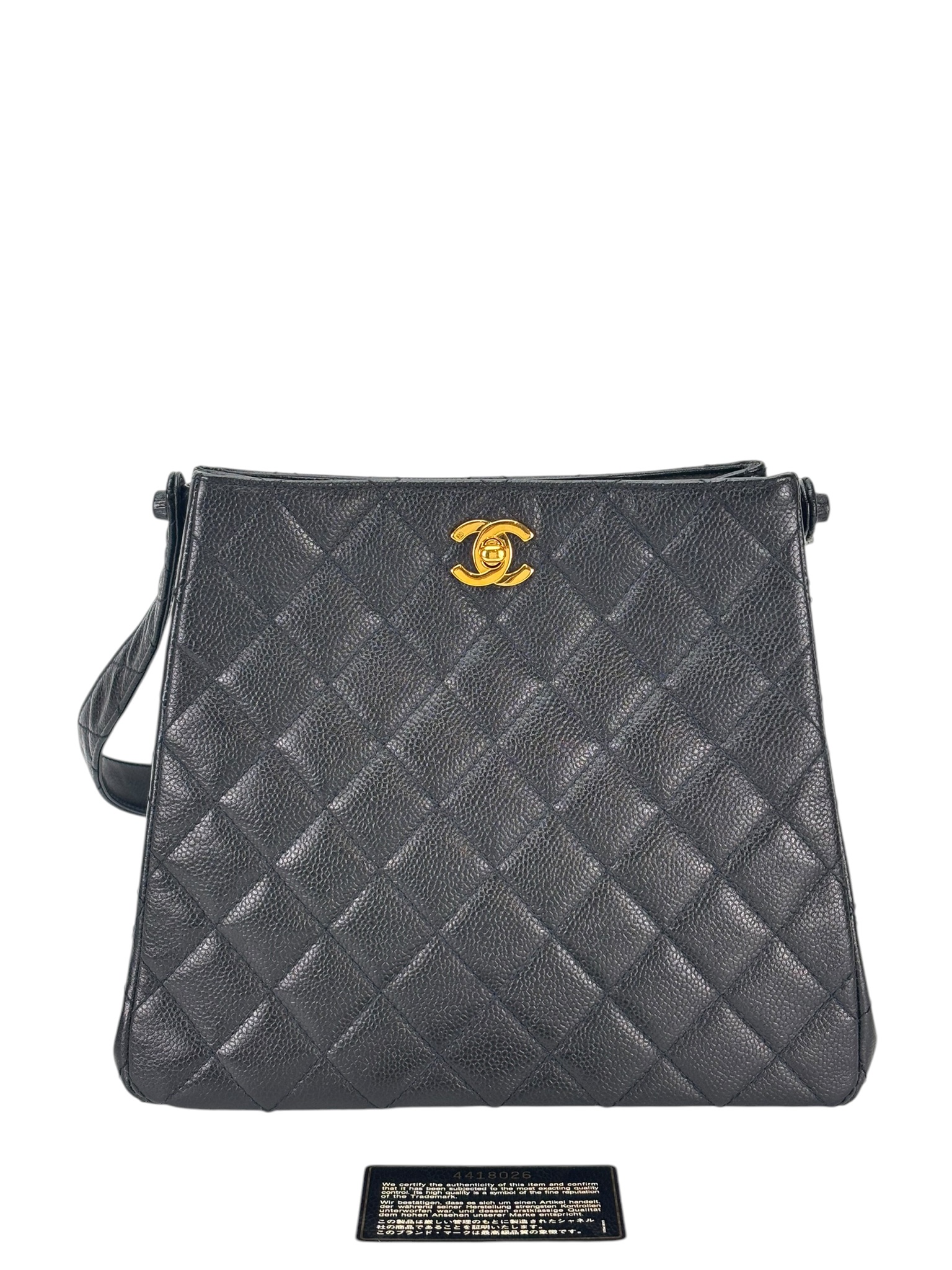 CHANEL - Kelly Shoulder Bag Black Caviar Double Face Gold Hardware