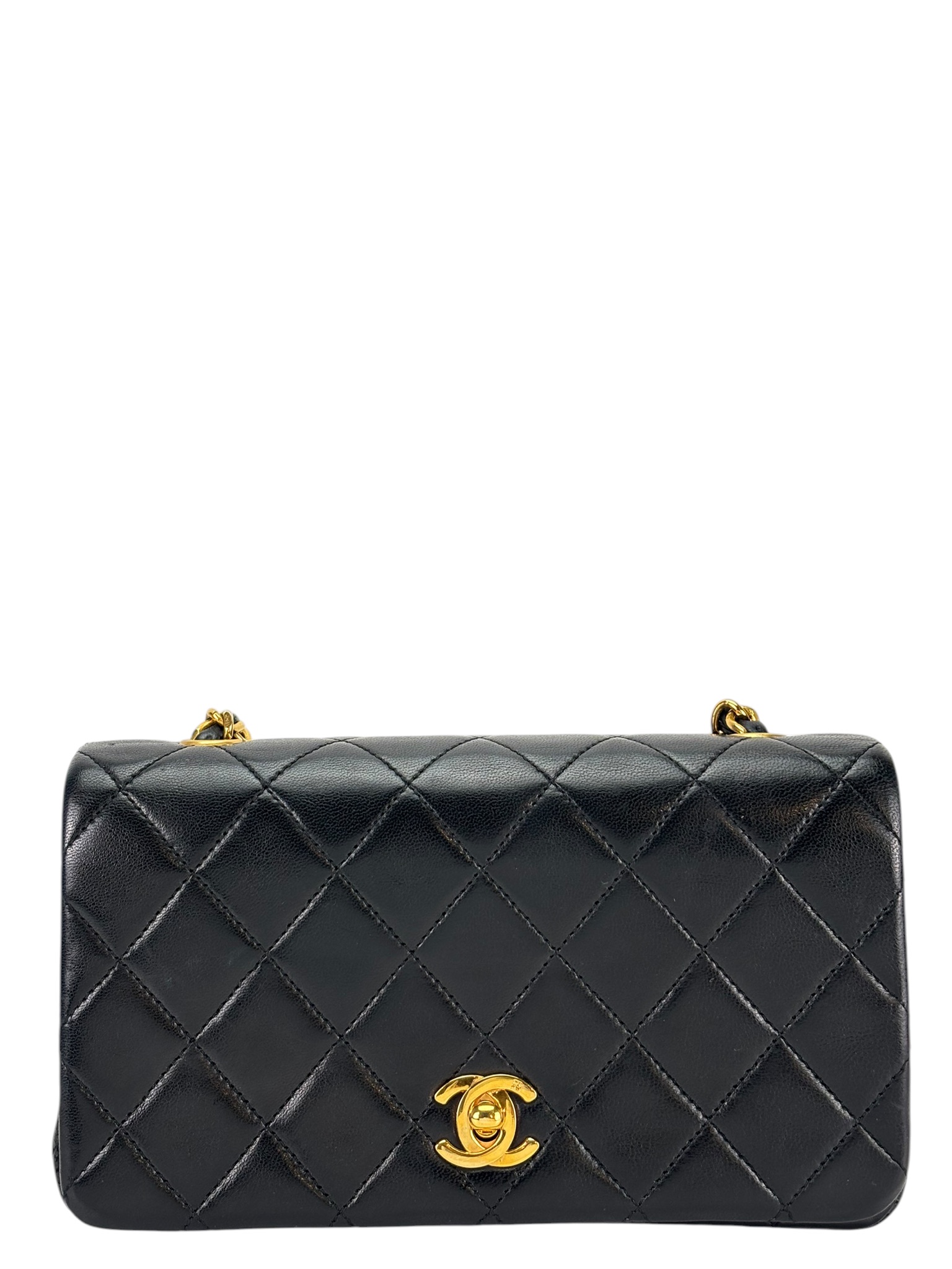 CHANEL - Full Flap Bag Black Lambskin Gold Hardware