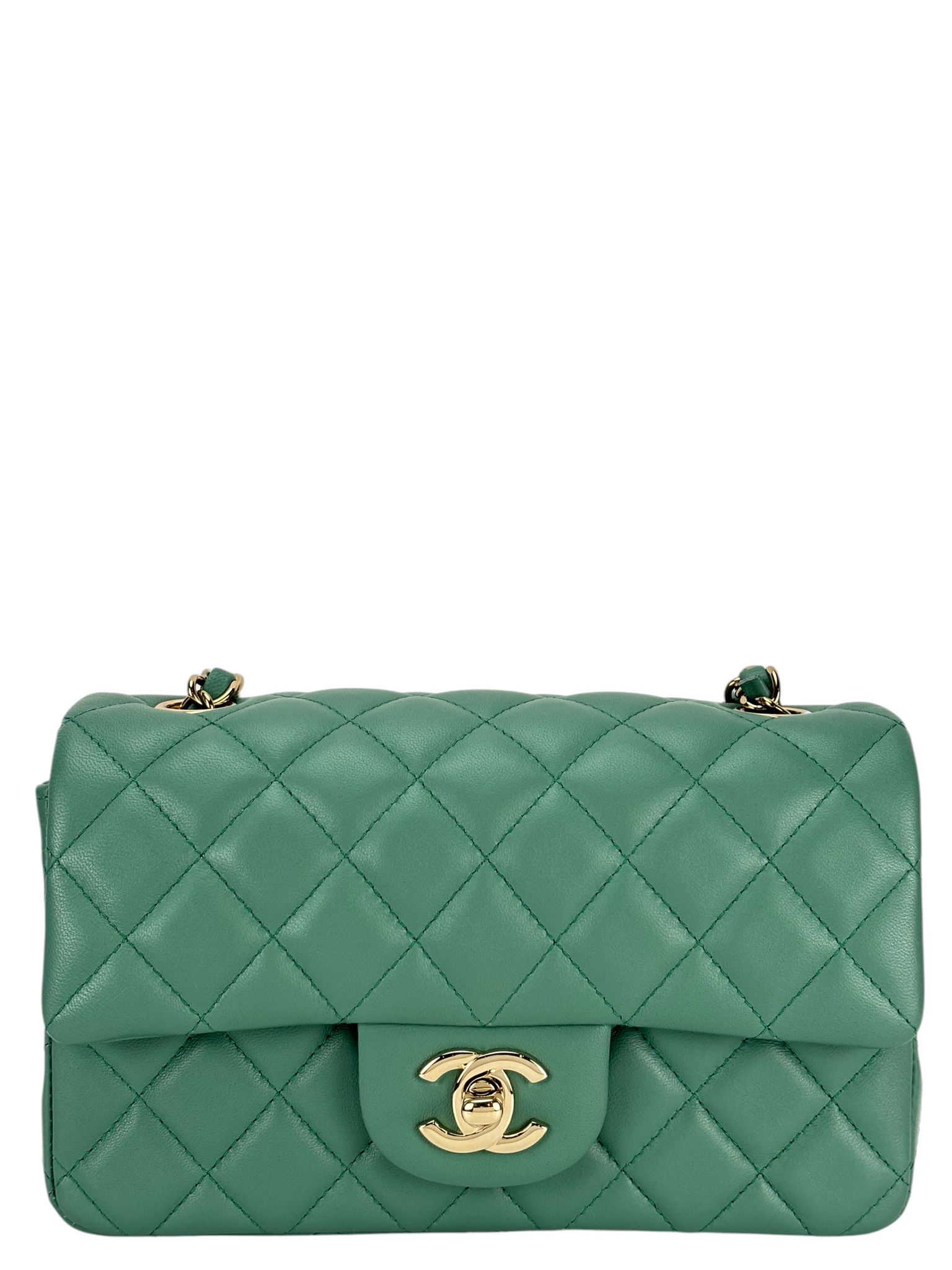 CHANEL - Mini 20 Flap Bag Green Lambskin GHW