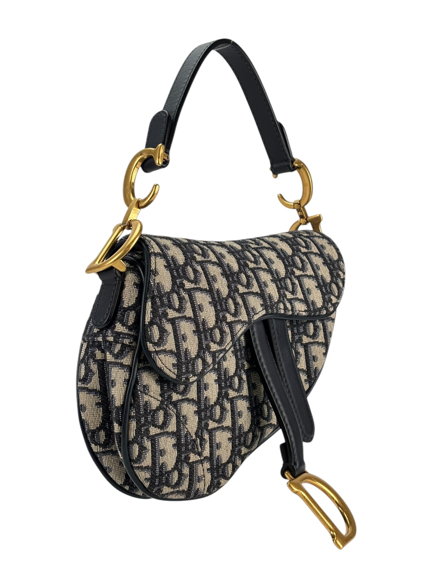 Dior SADDLE グローブD金具トロッター ブラック ラムレザー CHRISTIAN DIOR - Navy Trotter Saddle Handbag – Camellia Vintage Tokyo