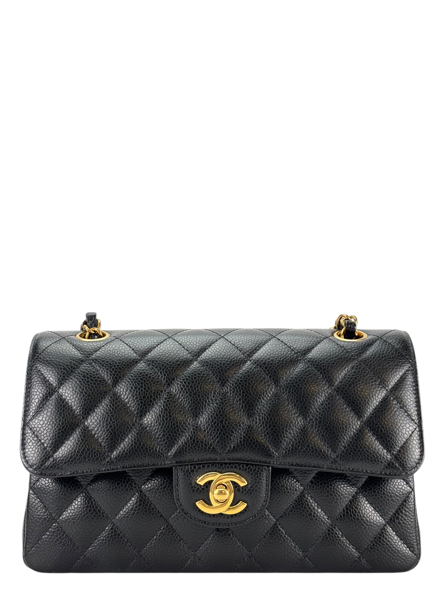 CHANEL - Small Classic Double Flap Bag Black Caviar Gold Hardware (CF23)