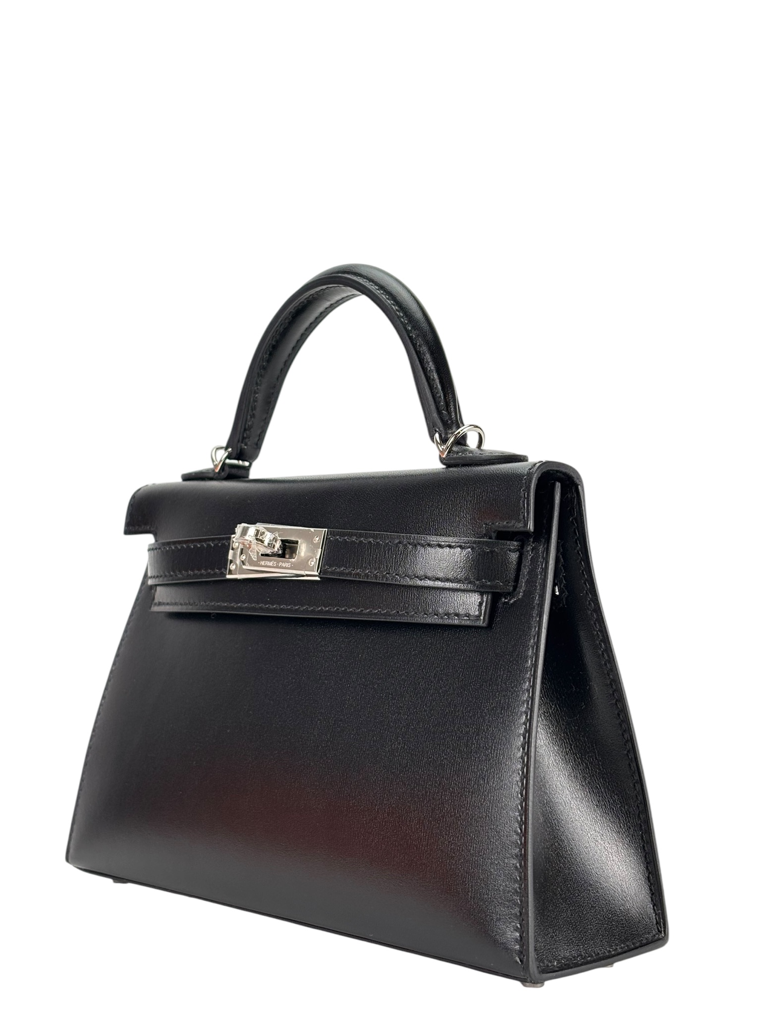 HERMES Mini Kelly Noir Box Palladium Hardware