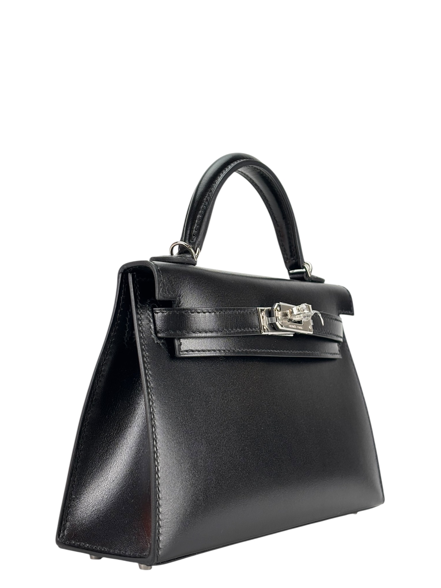 HERMES Mini Kelly Noir Box Palladium Hardware