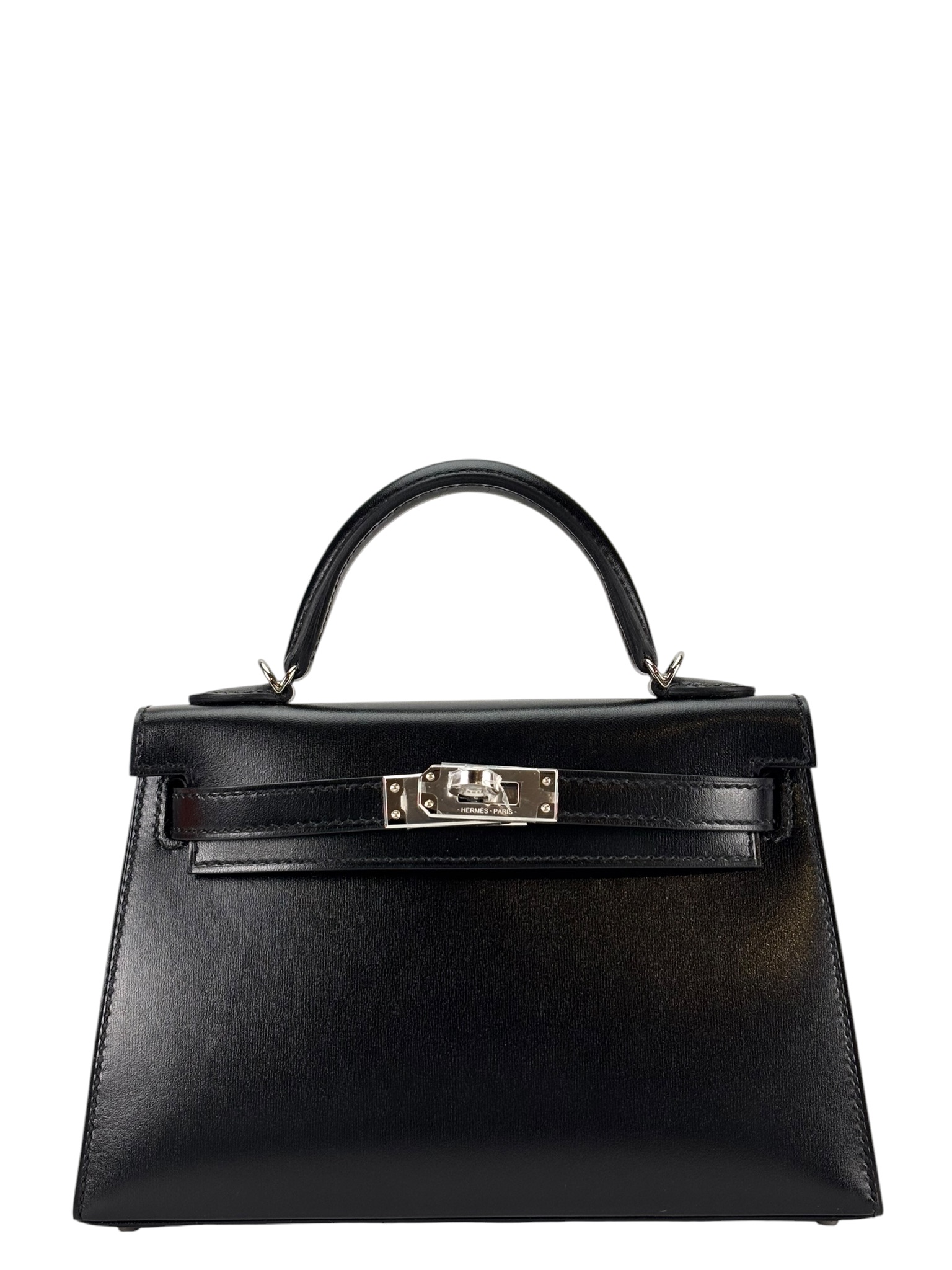HERMES Mini Kelly Noir Box Palladium Hardware