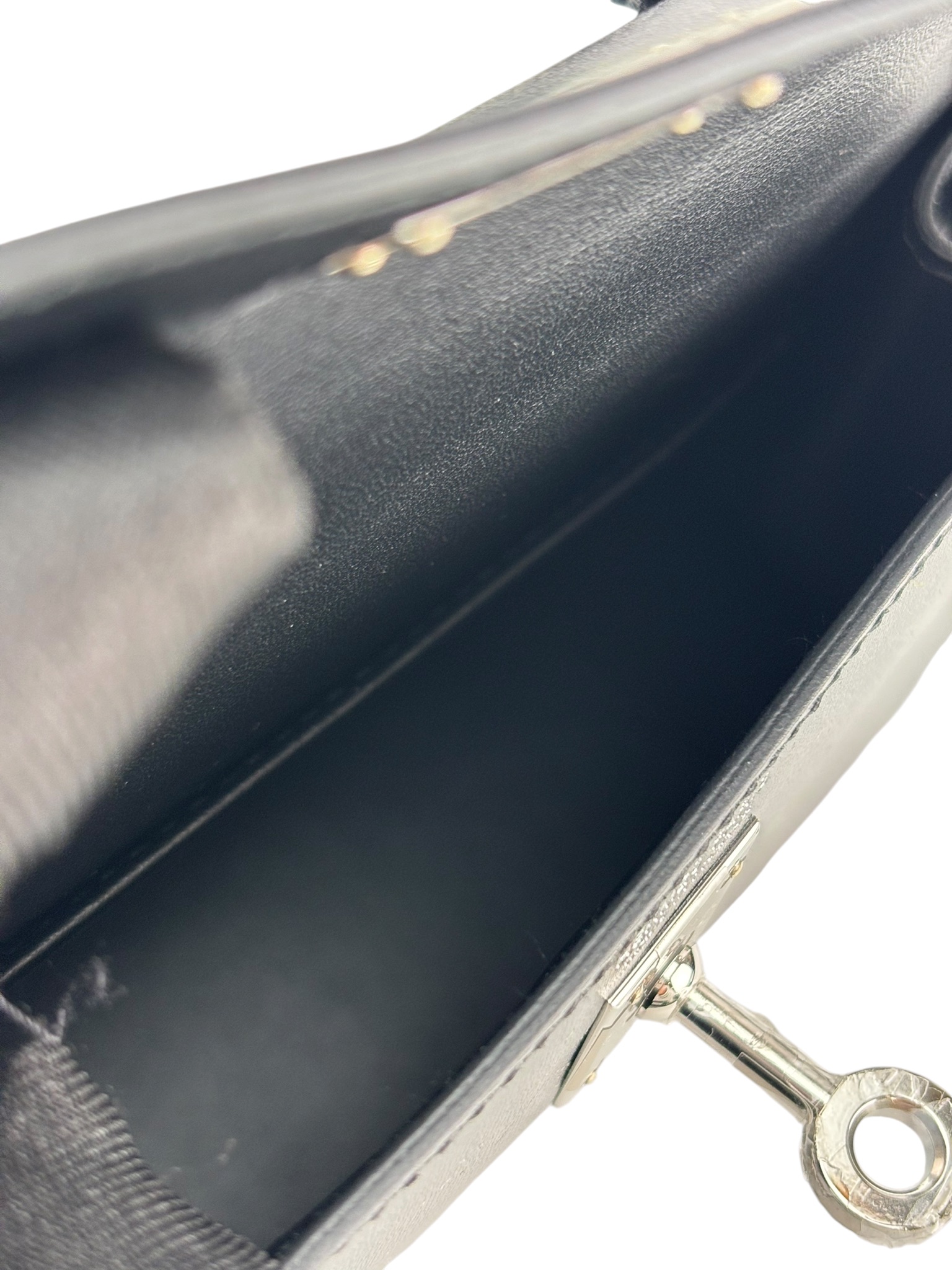 HERMES Mini Kelly Noir Box Palladium Hardware