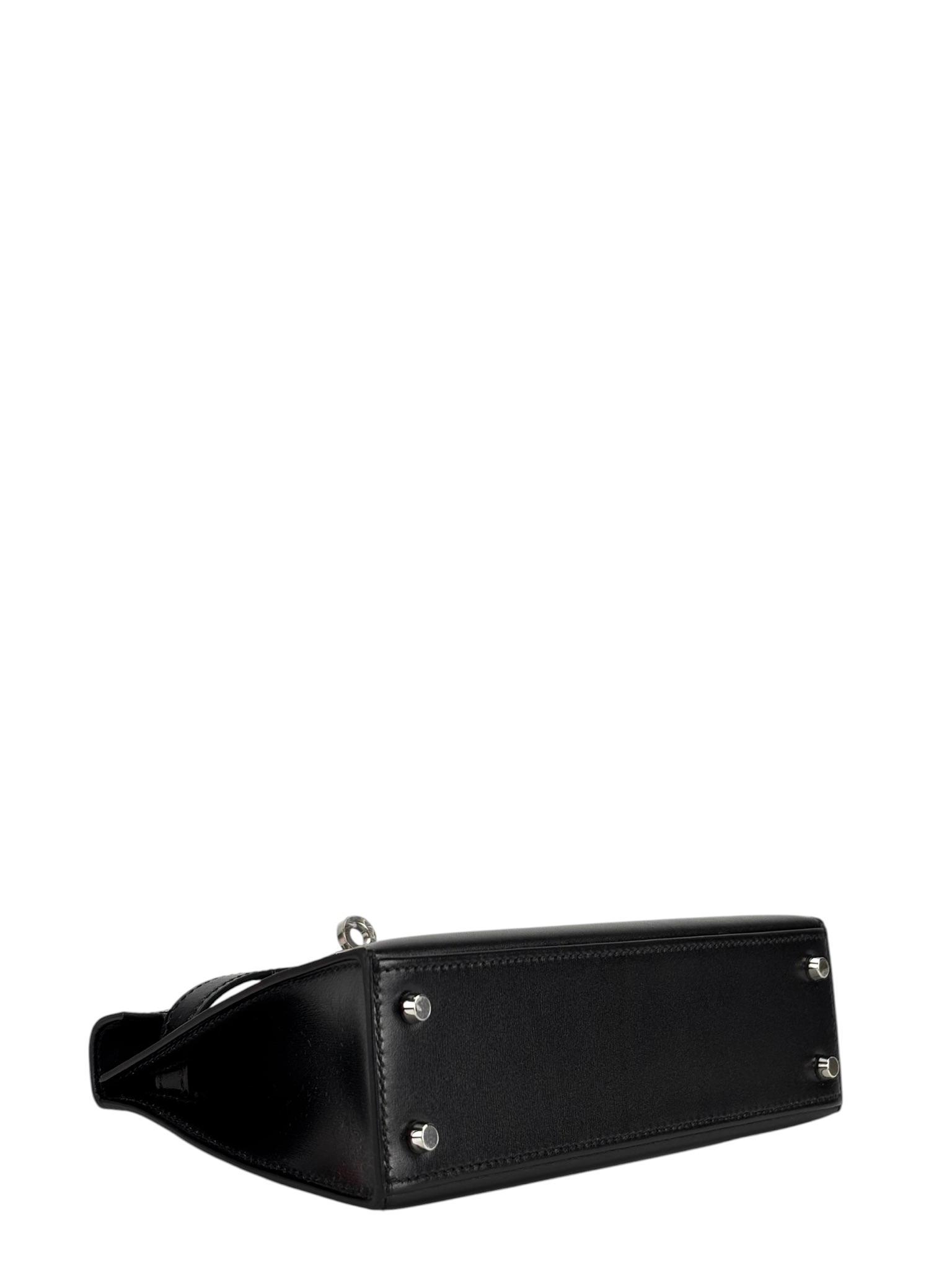 HERMES Mini Kelly Noir Box Palladium Hardware