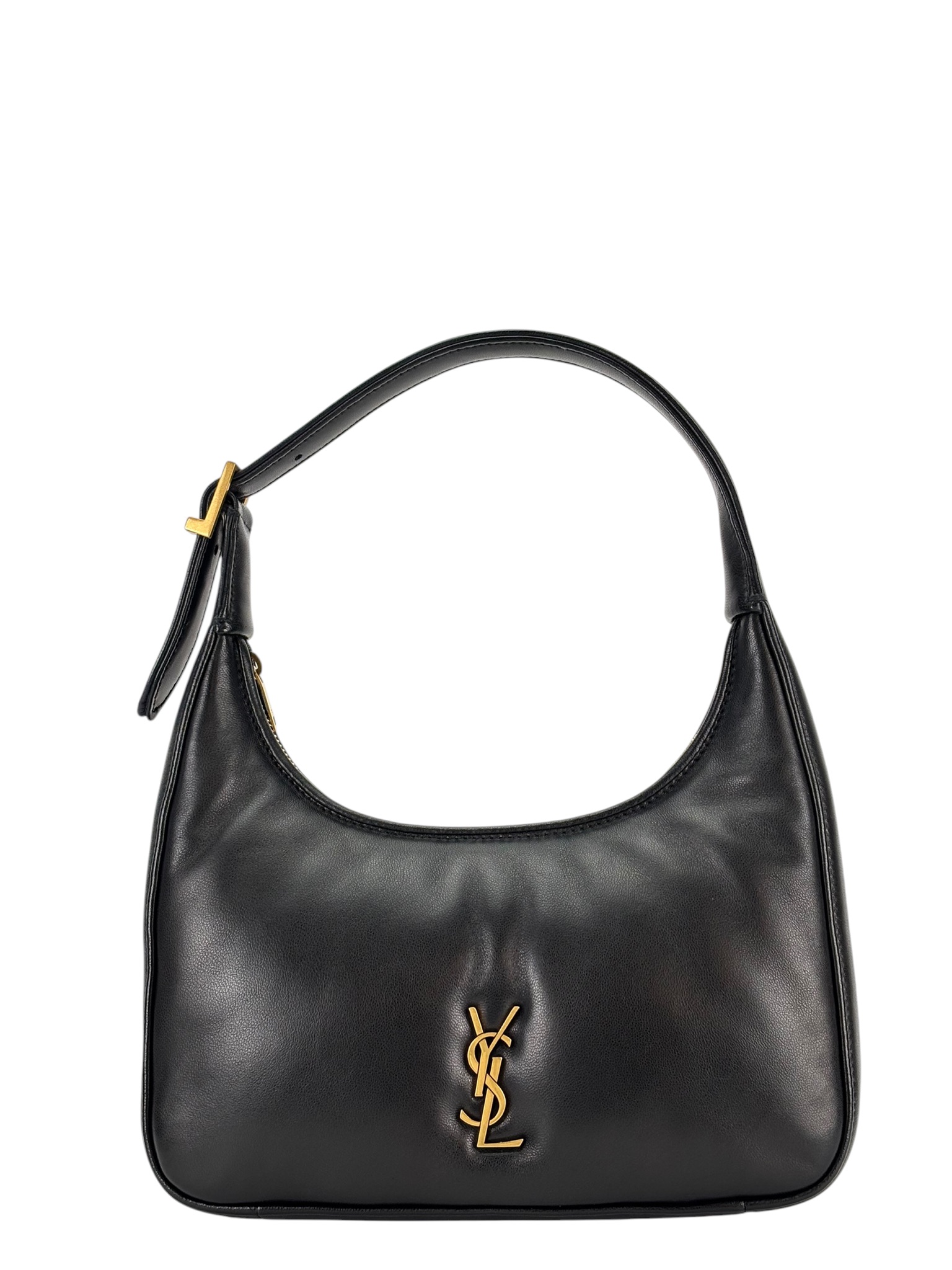 SAINT LAURENT - Black Lambskin Calypso Mini Hobo Shoulder Bag