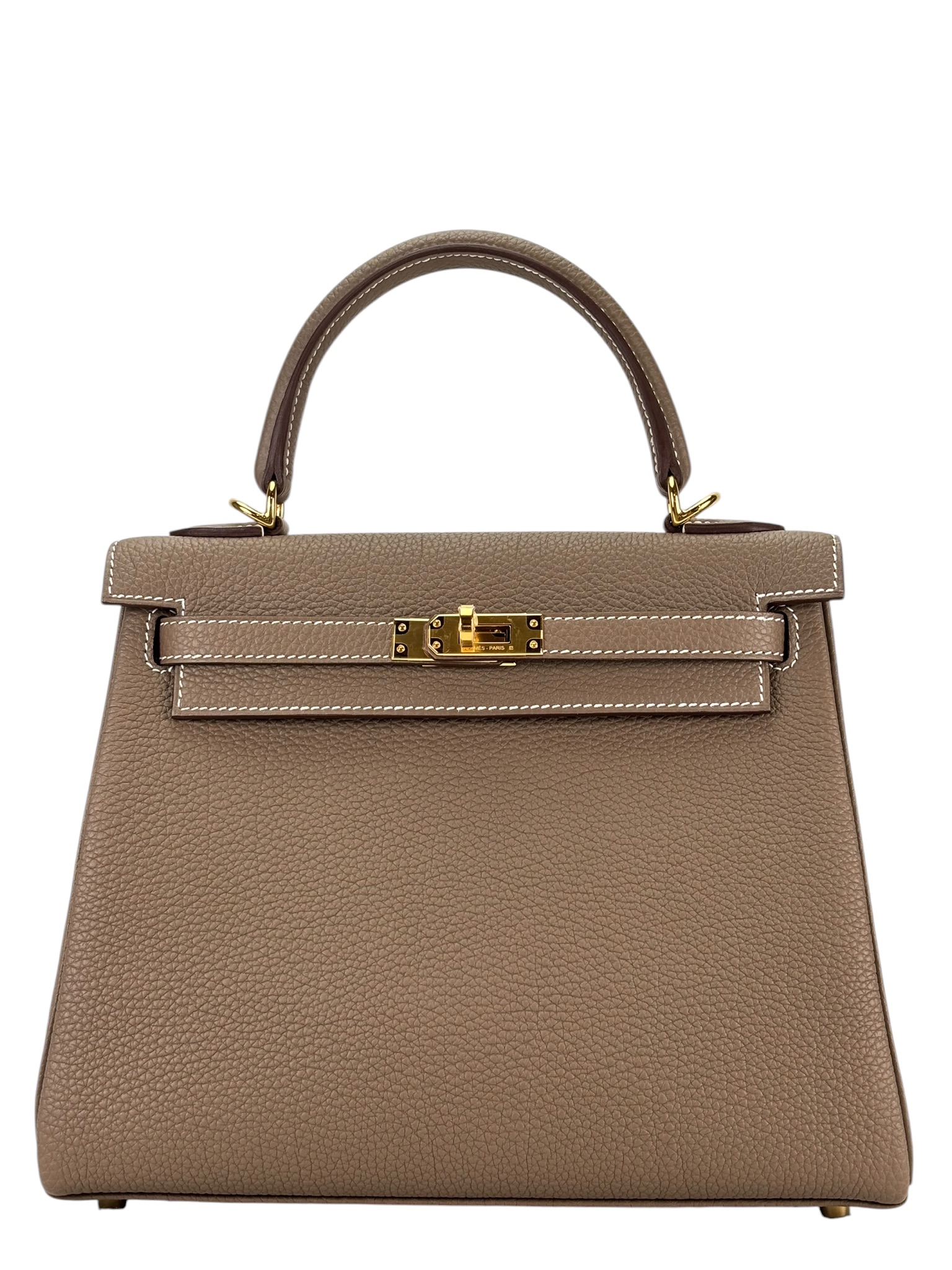 HERMES - Kelly 25 Etoupe Togo Gold Hardware