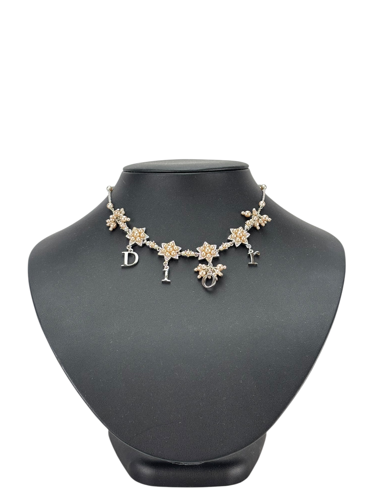DIOR Silver and Gold Pearl Celestial Charm Necklace
