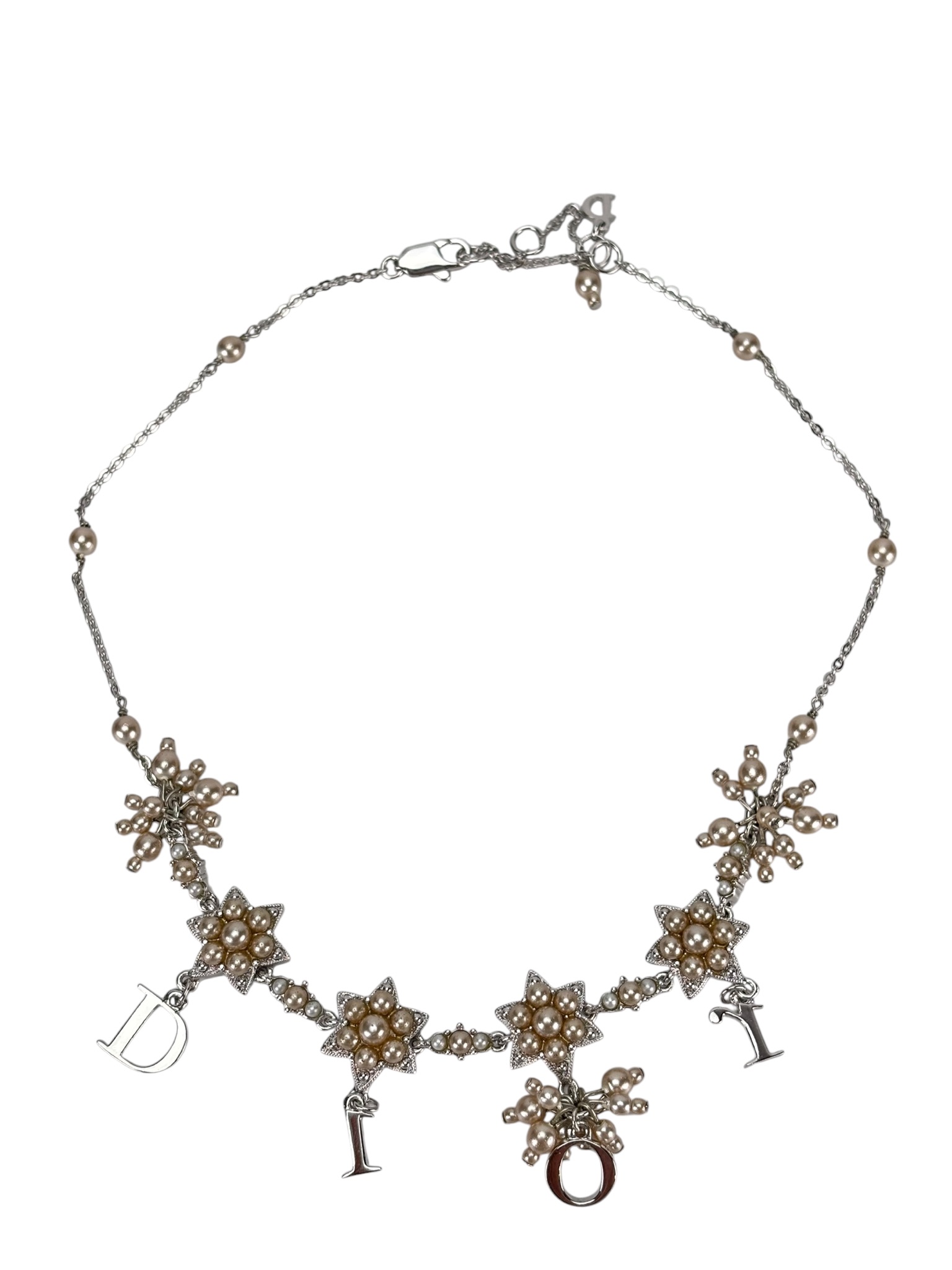 DIOR Silver and Gold Pearl Celestial Charm Necklace