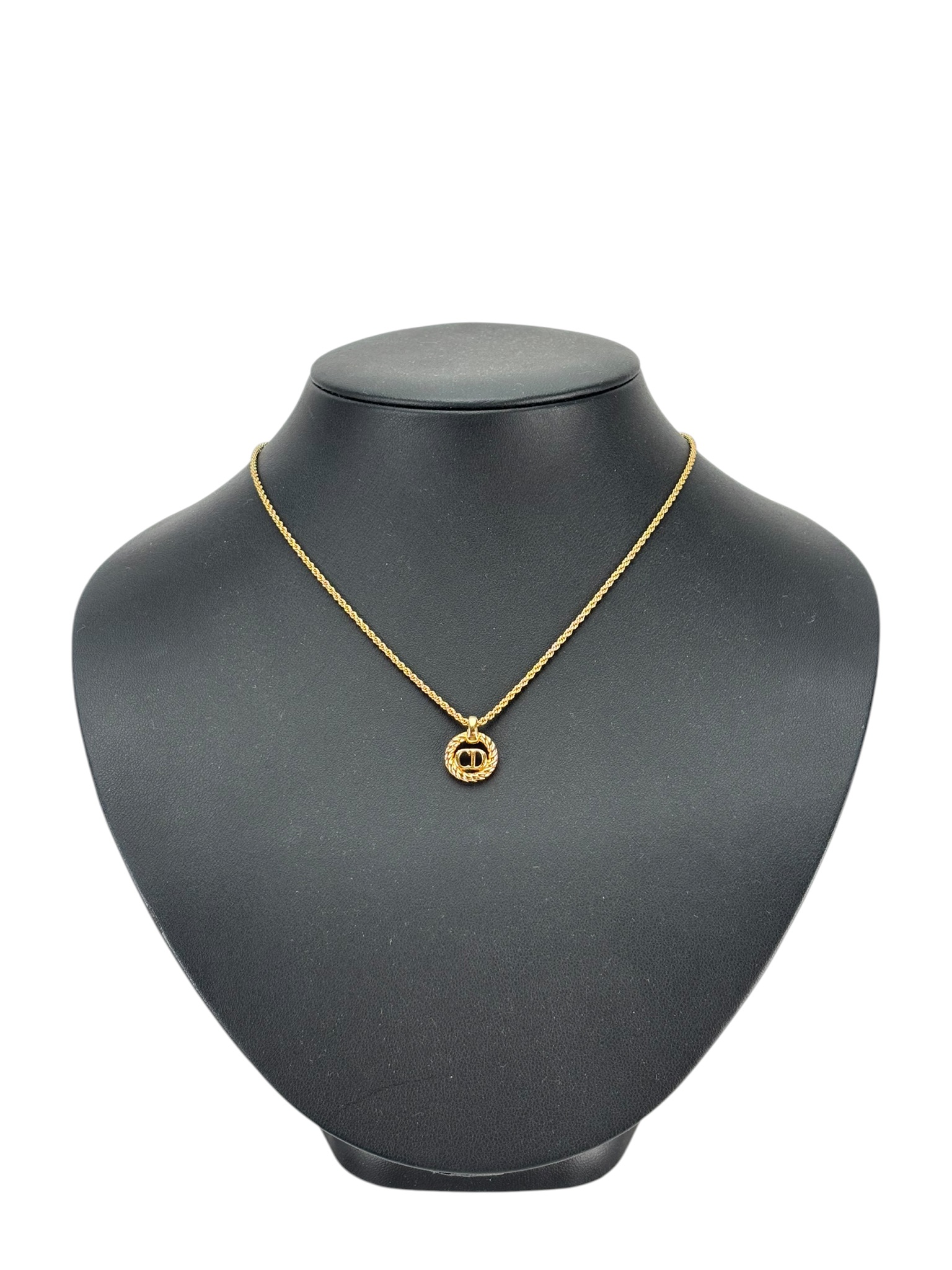 DIOR Gold CD Twist Pendant Necklace Classic