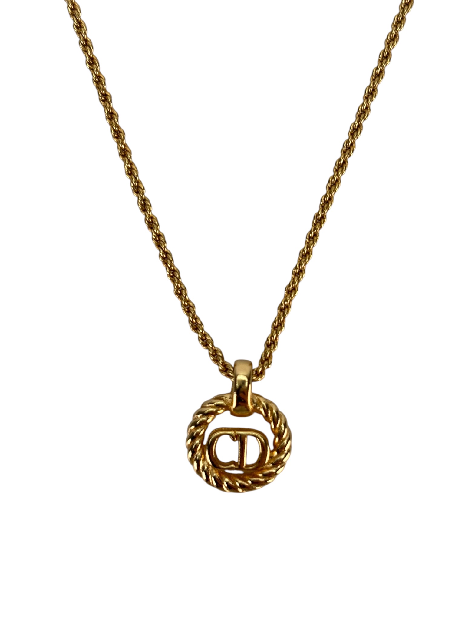 DIOR Gold CD Twist Pendant Necklace Classic