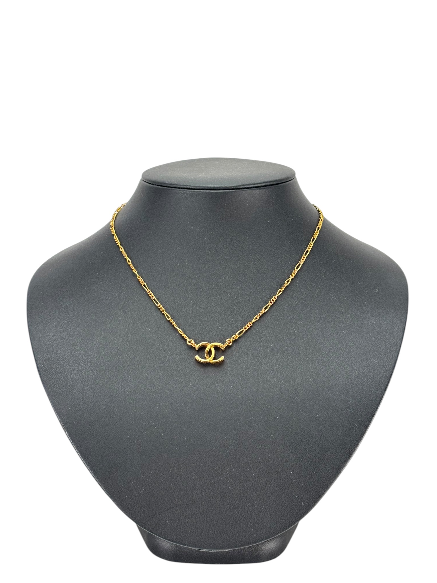 CHANEL - Gold CC logo Metal Necklace