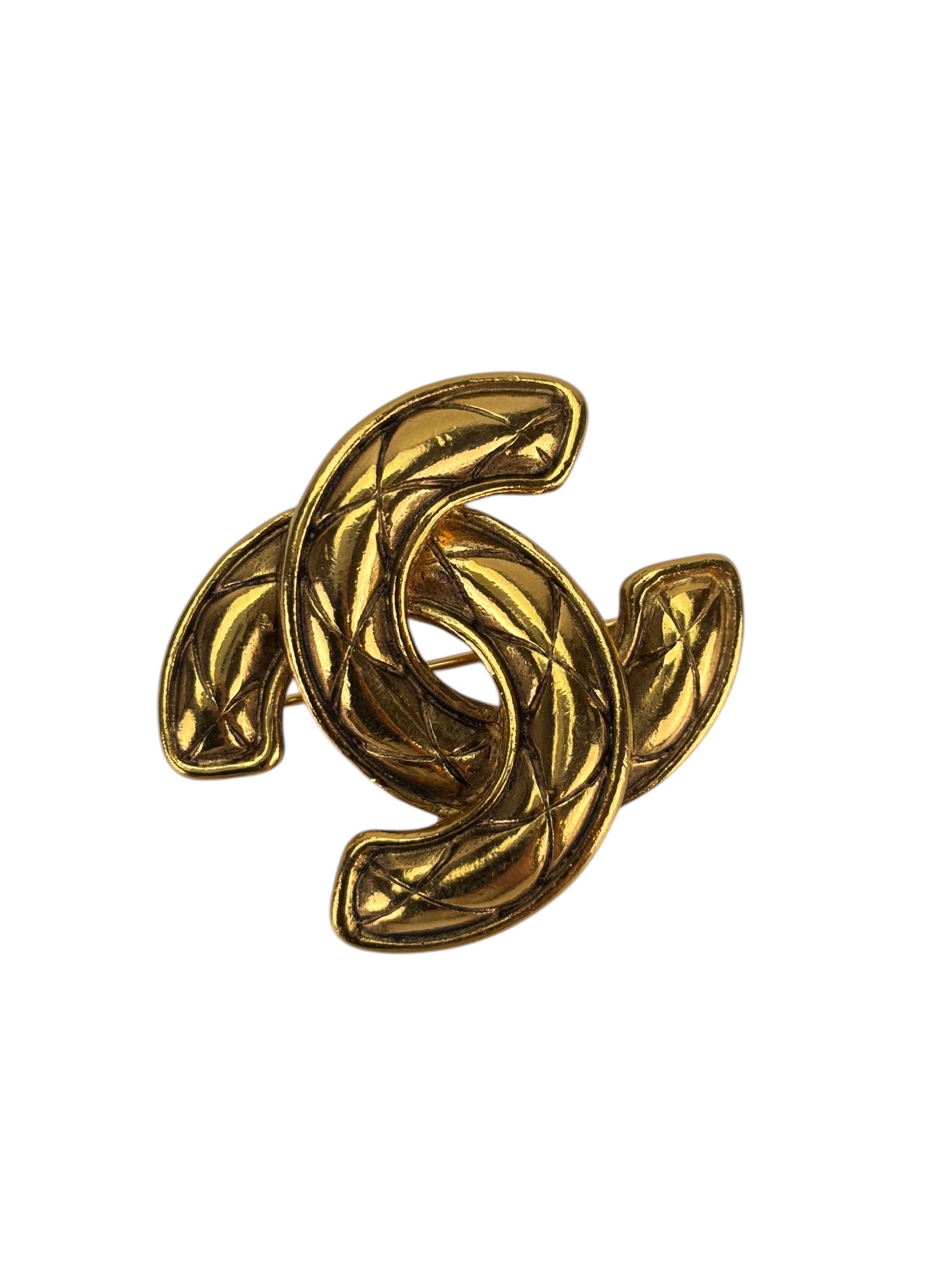 CHANEL - Gold Tone CC Logo Brooch – Camellia Vintage Tokyo