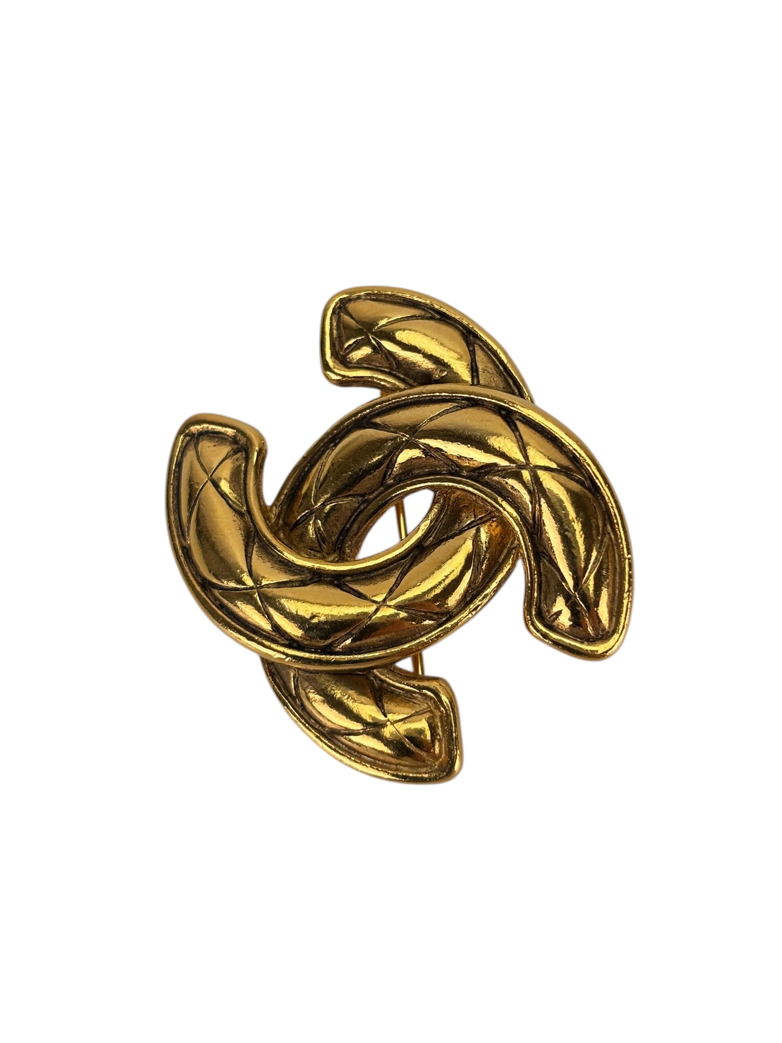 CHANEL - Gold Tone CC Logo Brooch – Camellia Vintage Tokyo