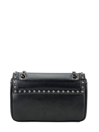 PRADA - Black Calfskin Studded Flap Chain Shoulder Bag