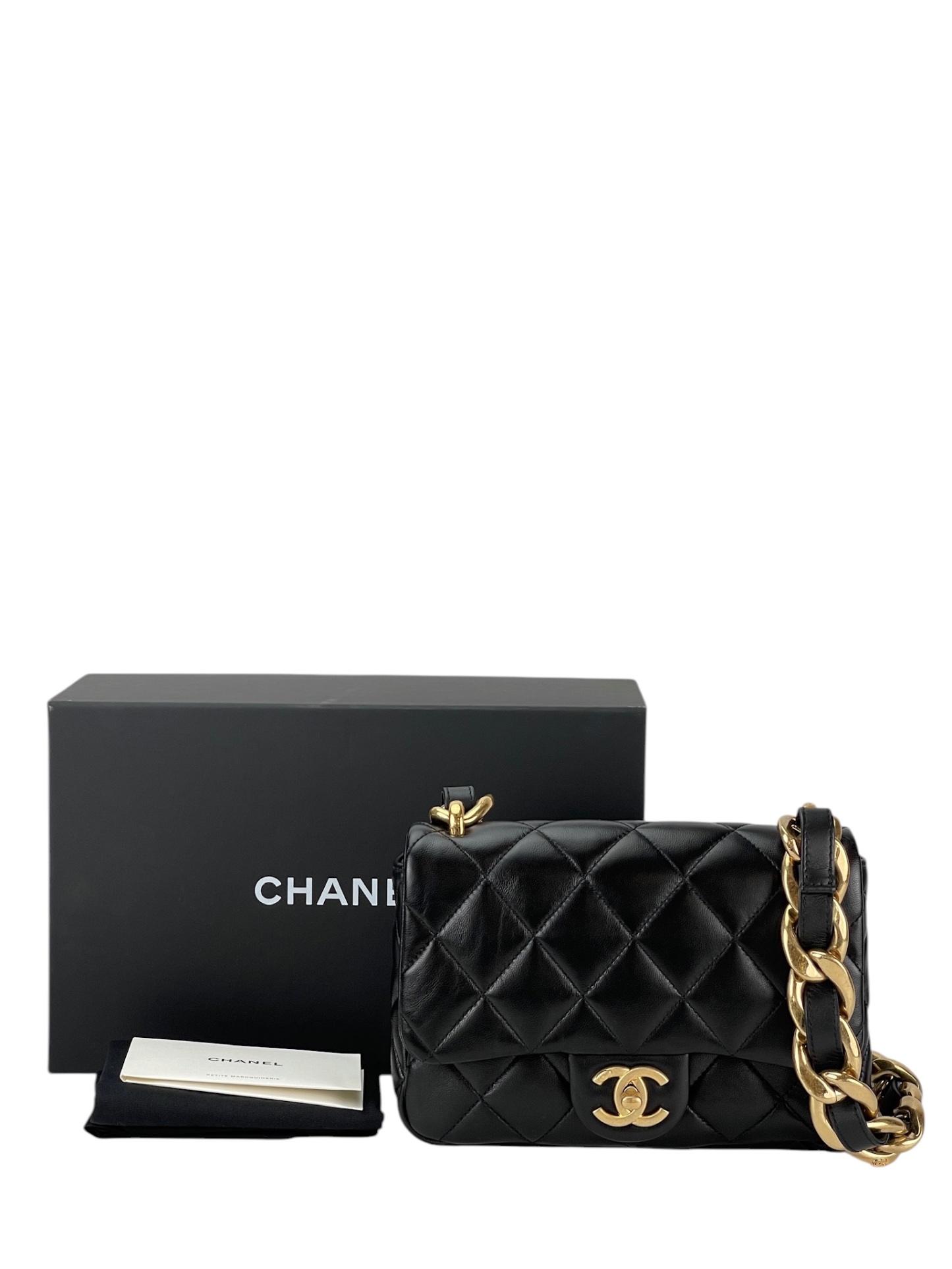CHANEL - 22S Black Lambskin Small Flap Bag
