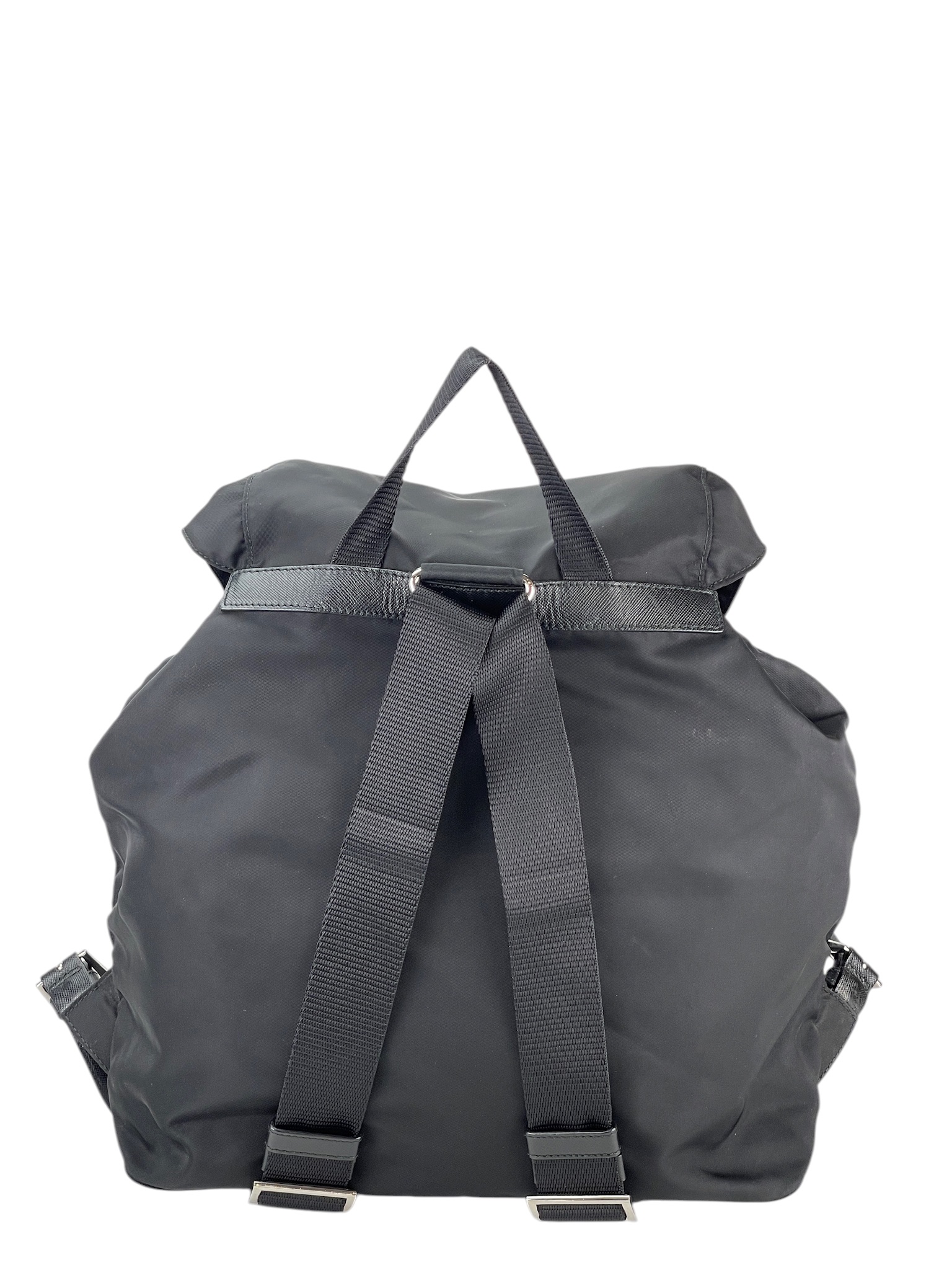 PRADA - Medium Tessuto Nylon Calfskin Backpack Black