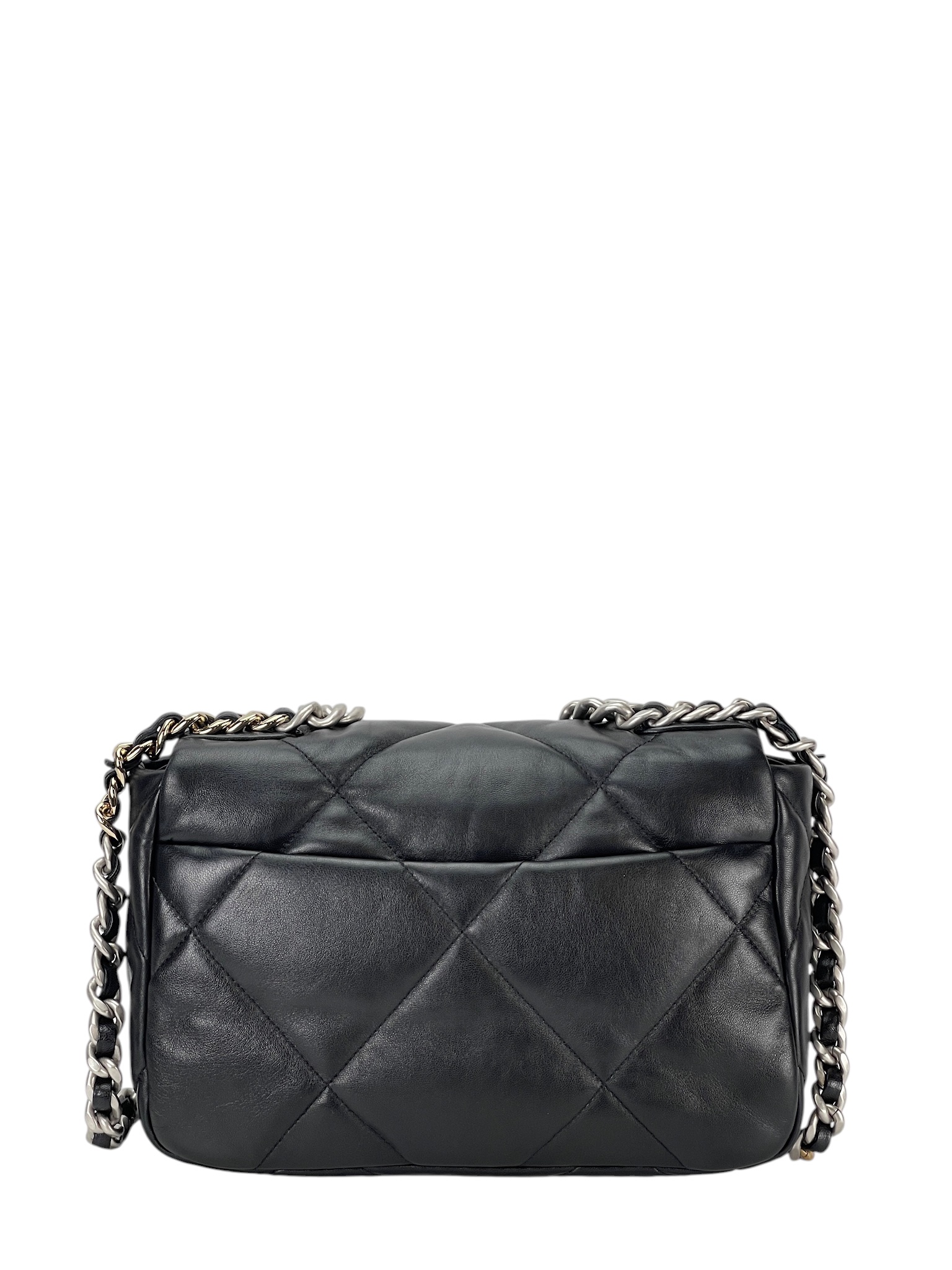 CHANEL - Black Lambskin 19 Flap Bag Small