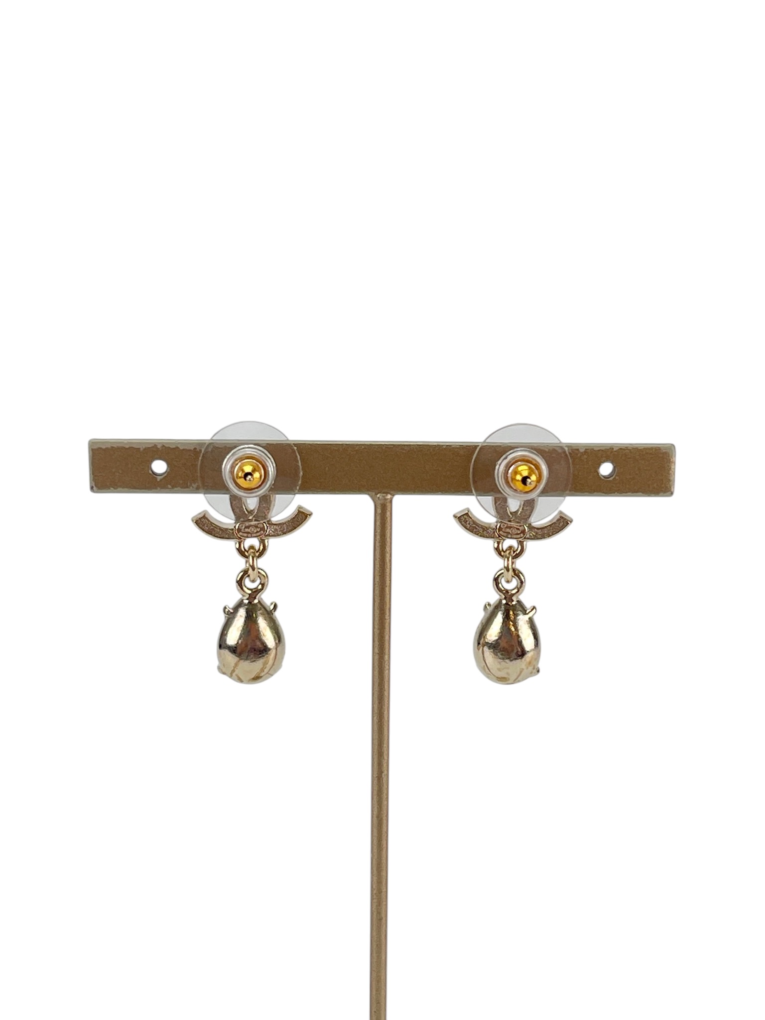 CHANEL - 20V Silver-tone CC Rhinestone Earrings