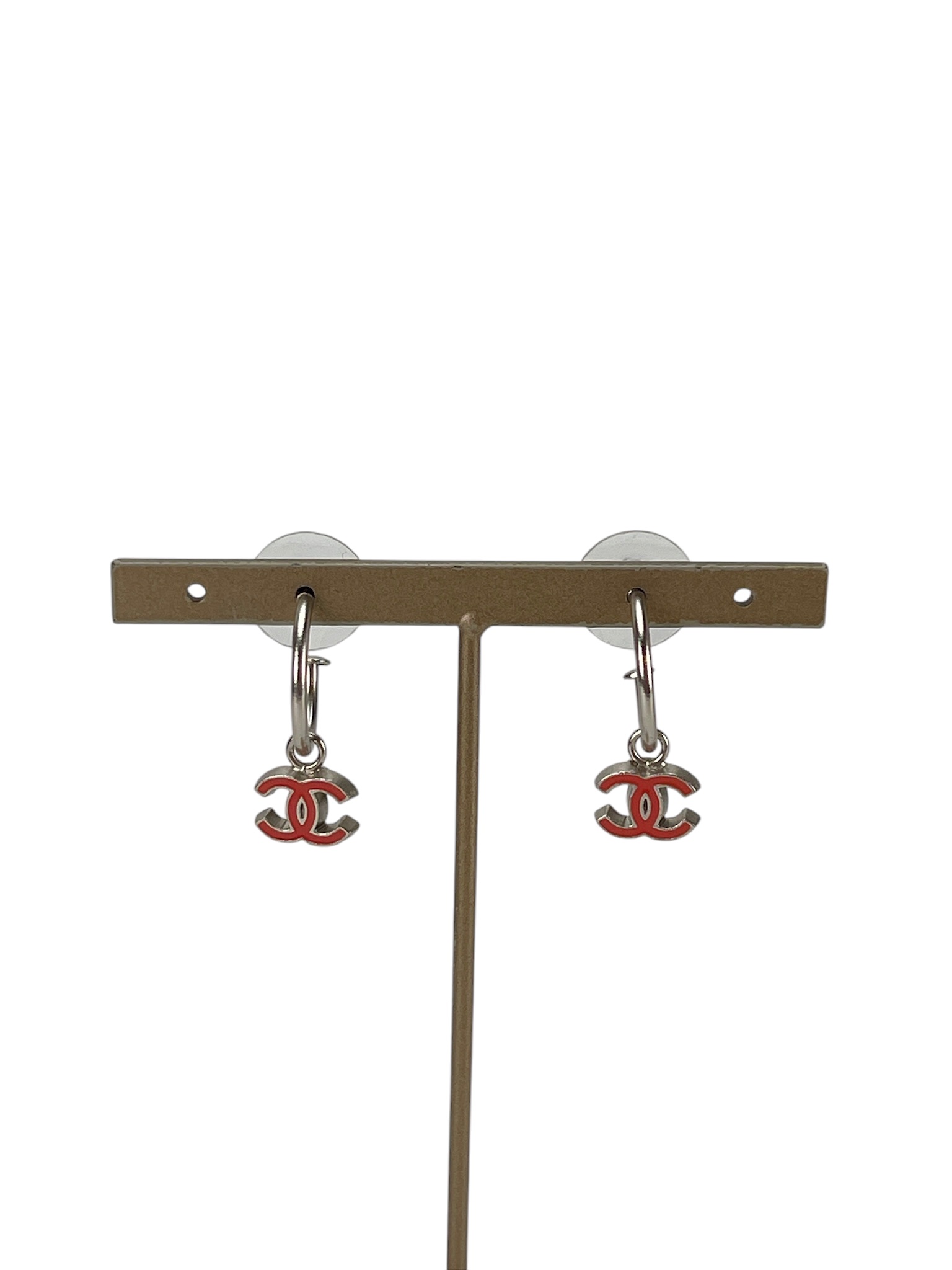 CHANEL - Red CC Drop Earrings