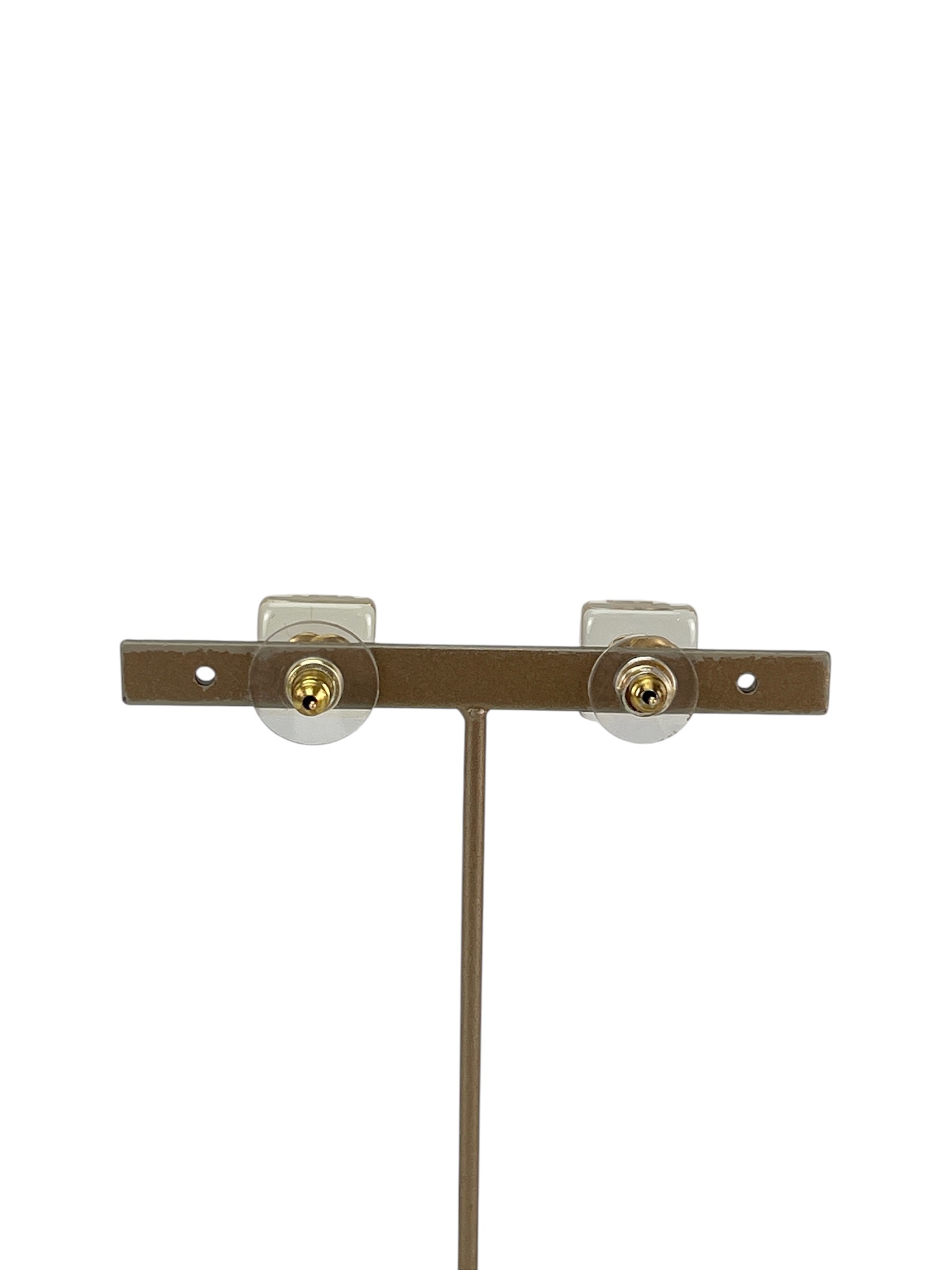 CHANEL - Transparent Base Gold CC Earrings