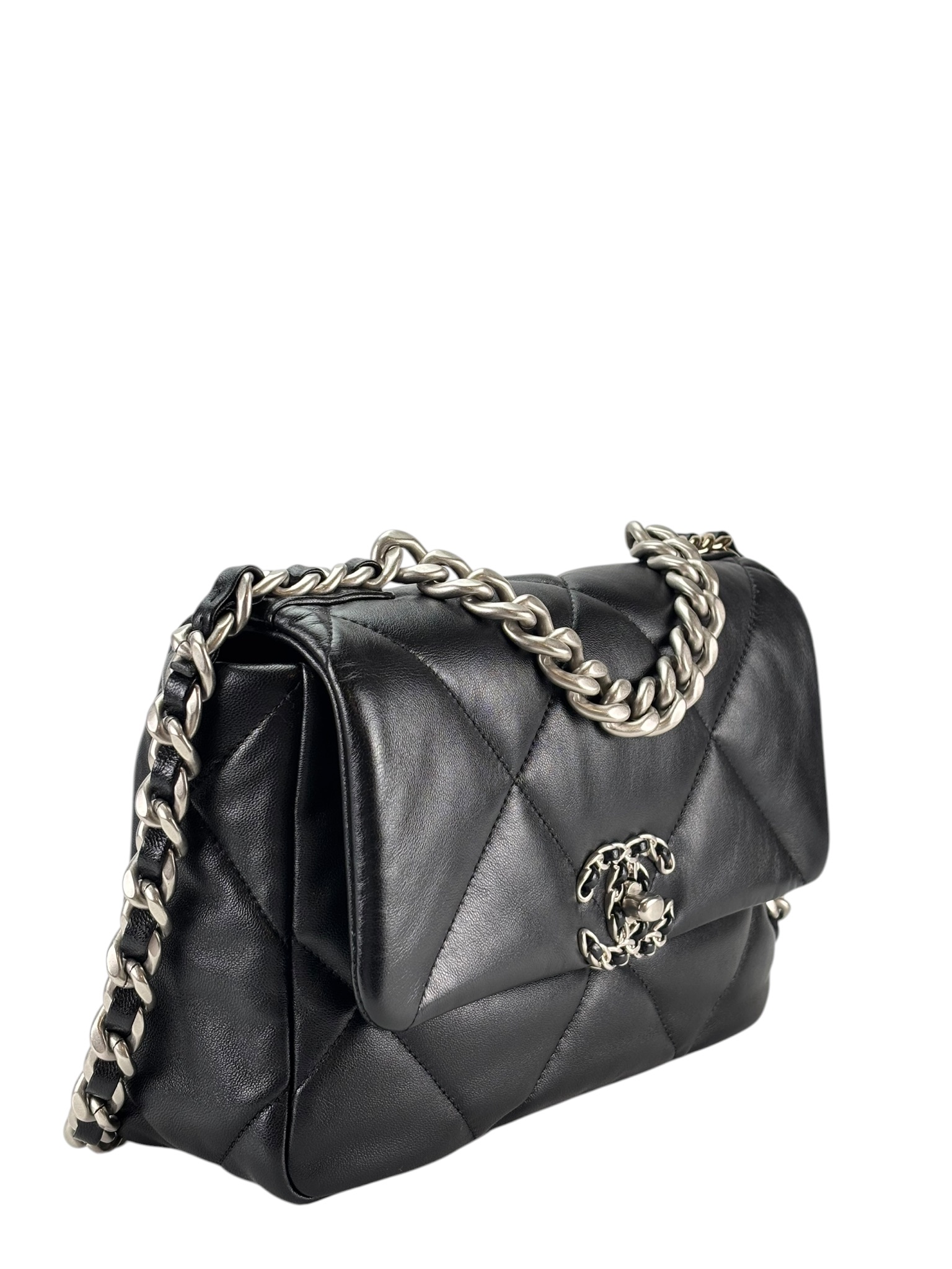 CHANEL - Black Lambskin 19 Flap Bag Small – Camellia Vintage Tokyo