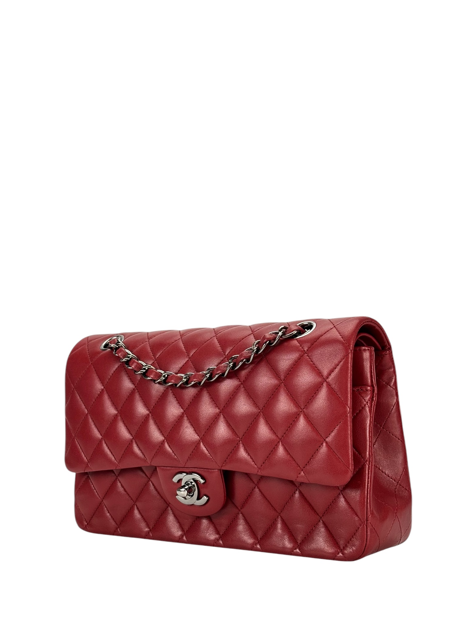 CHANEL　バッグ　 レッド CHANEL - Medium Classic Double Flap Bag Red Lambskin Sliver