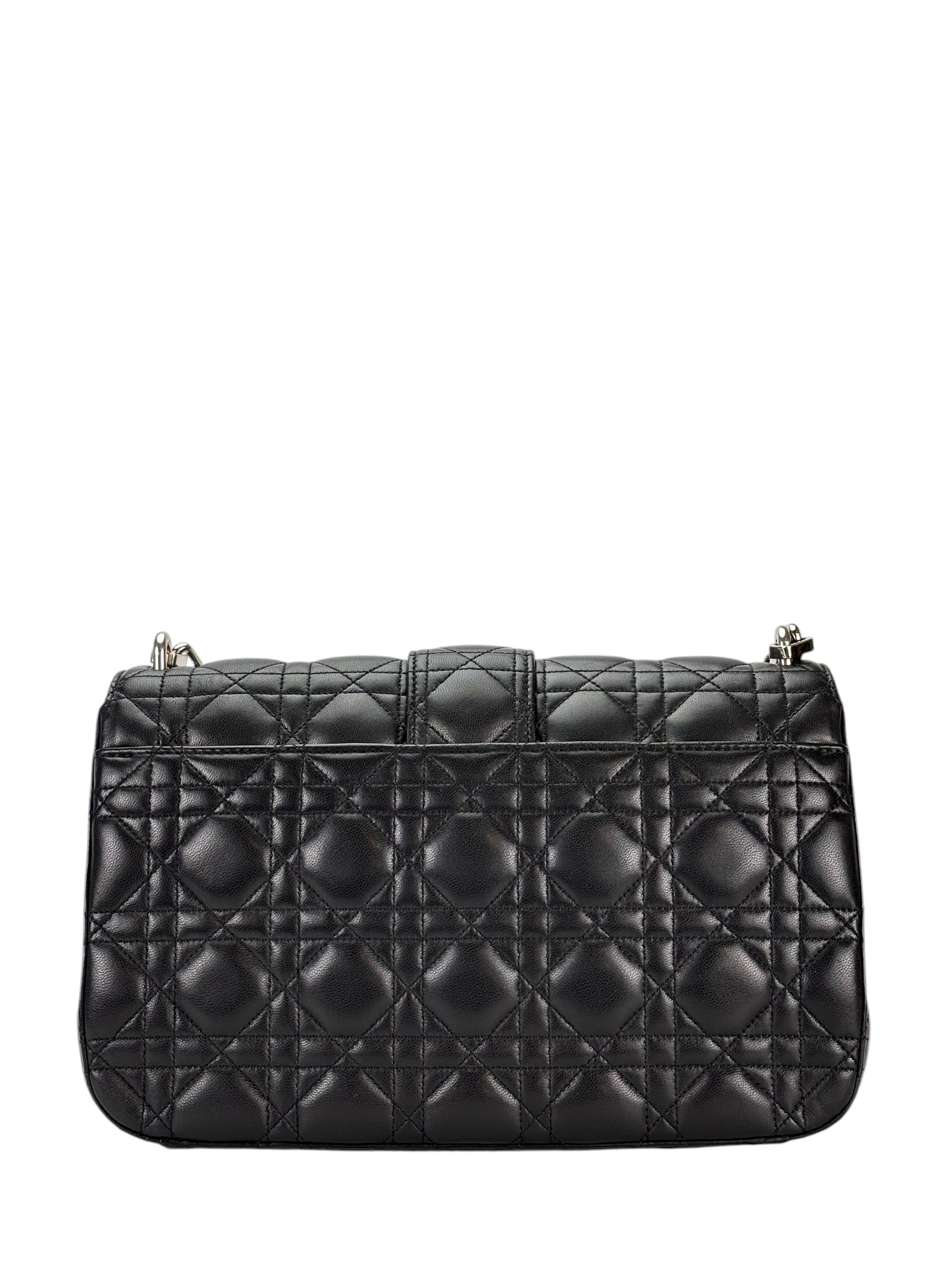 CHRISTIAN DIOR - Black Lambskin Miss Dior Cannage Flap Bag 