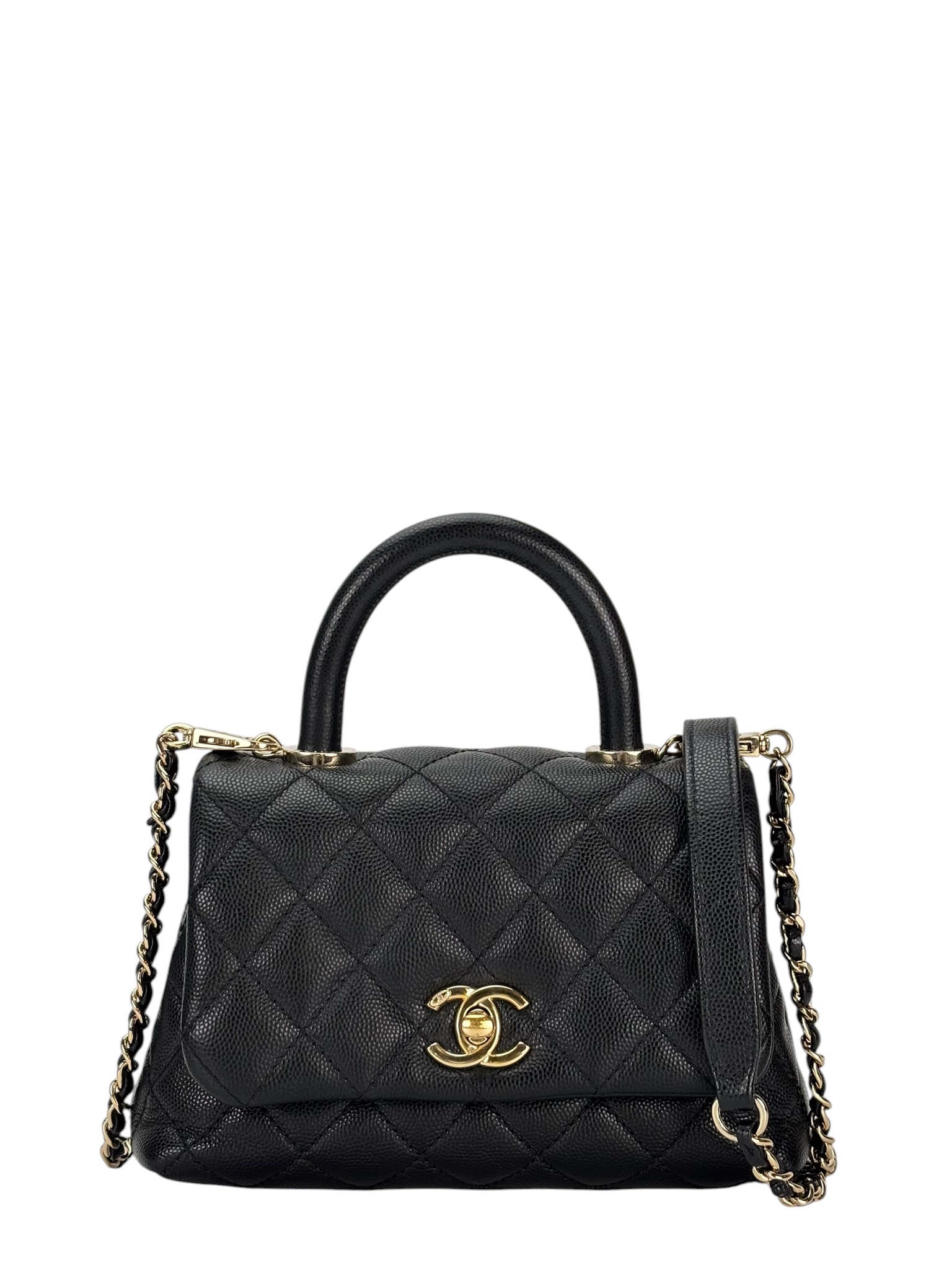CHANEL - Black Caviar Coco Handle Mini 2Way Shoulder Bag