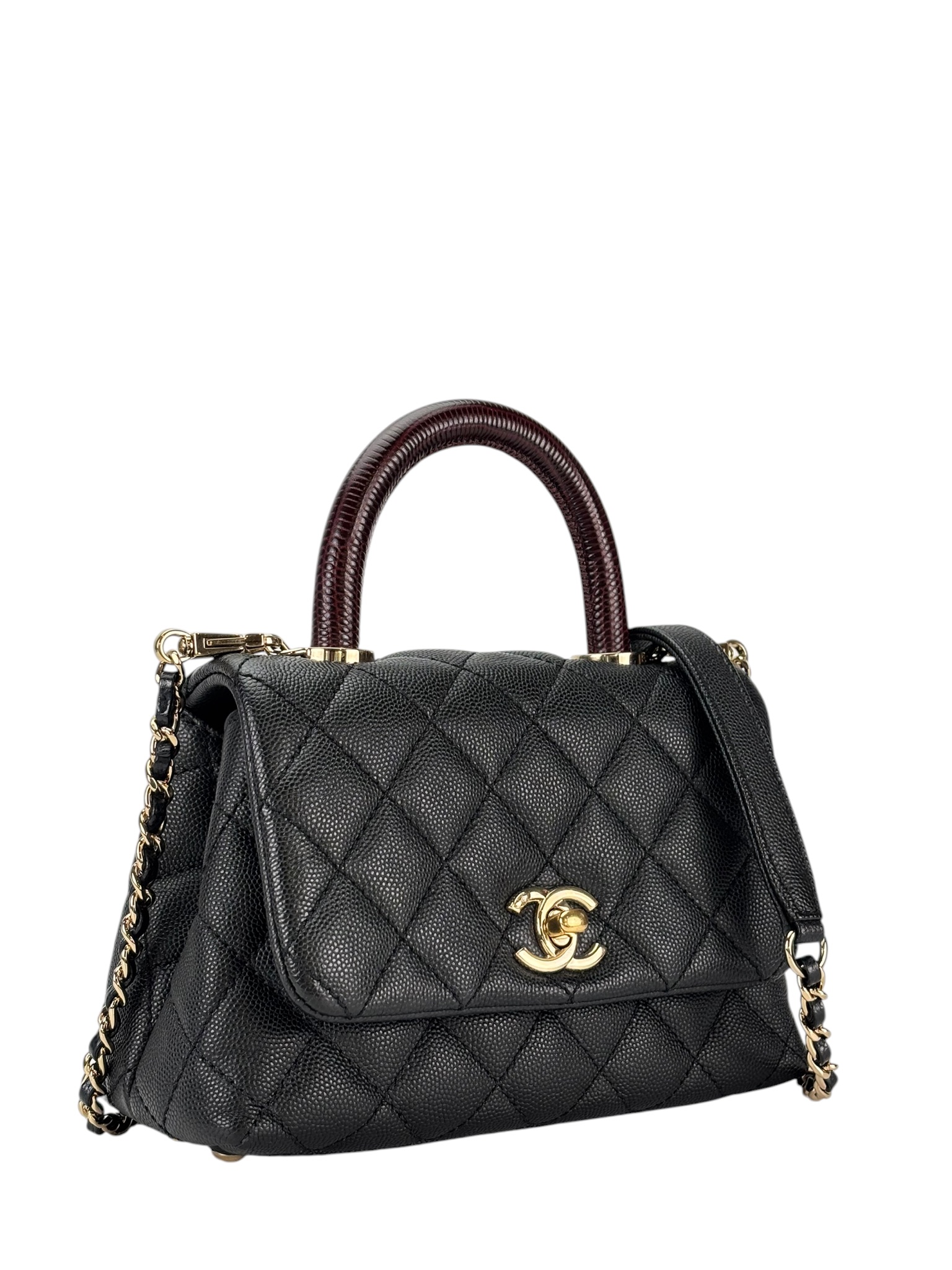 CHANEL - Coco Handle Small Black Caviar Gold Hardware