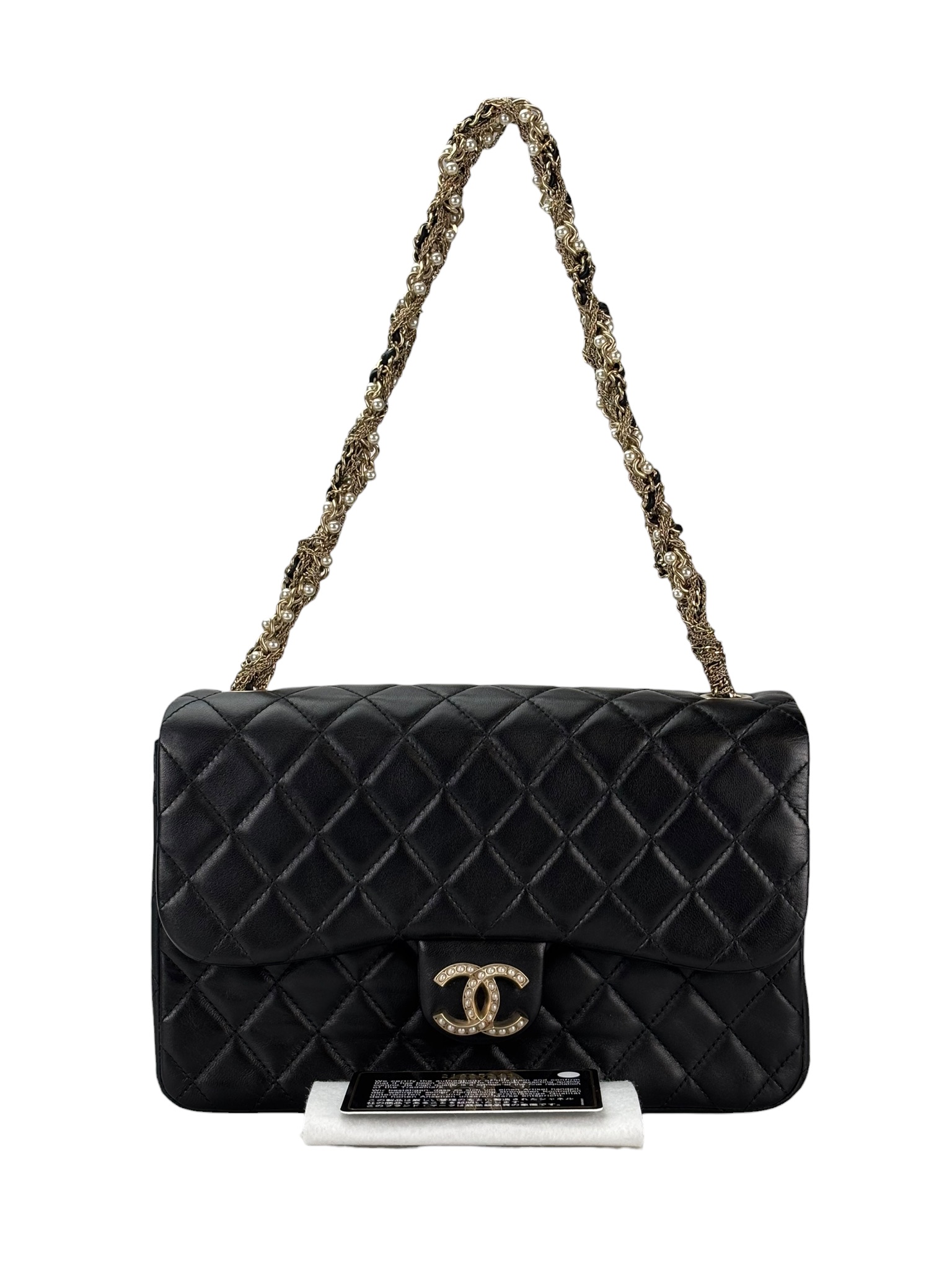 CHANEL - Westminster Pearl Flap Bag Black