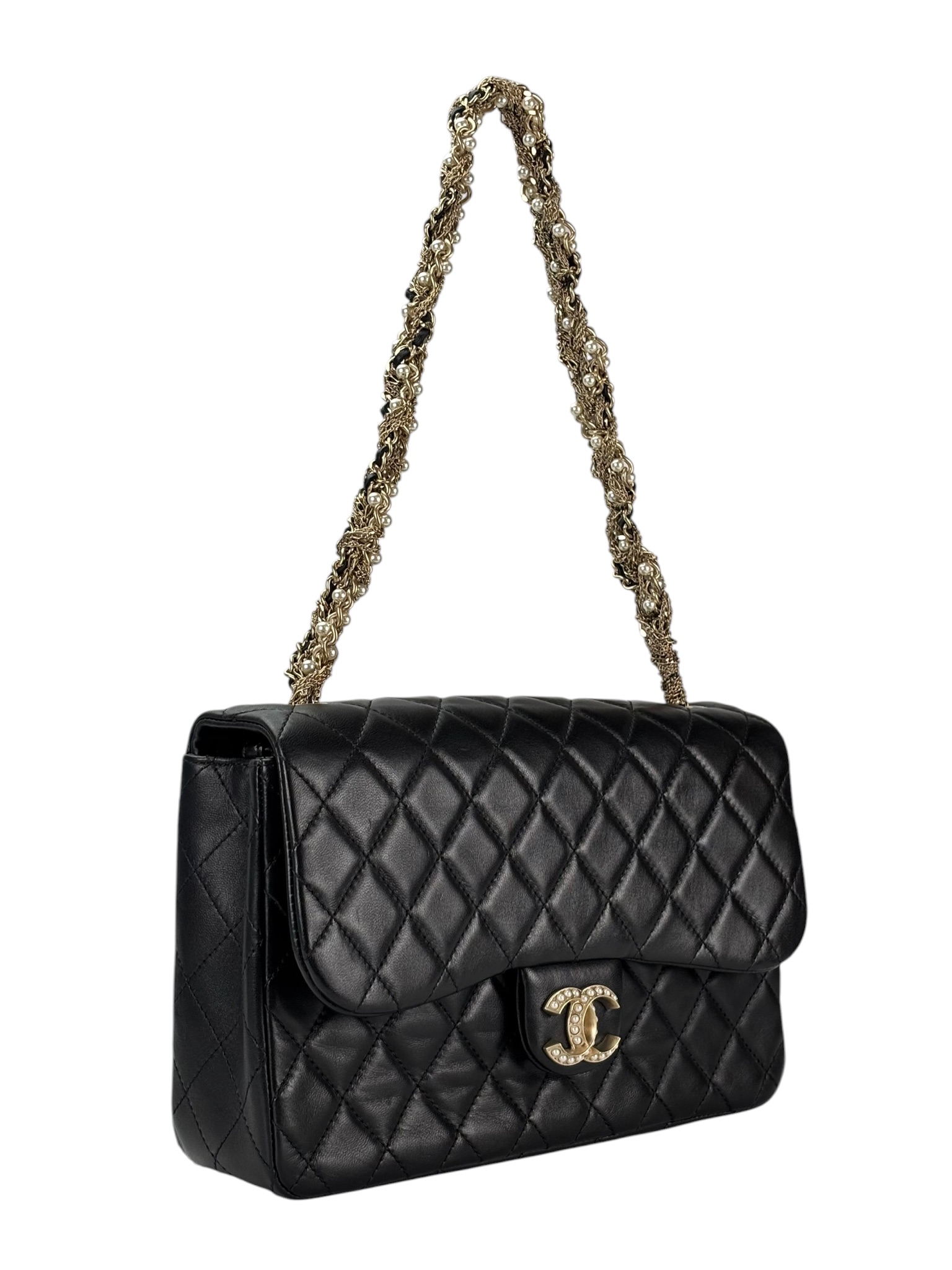 CHANEL - Black Lambskin Matelasse Westminster Chain Shoulder Bag