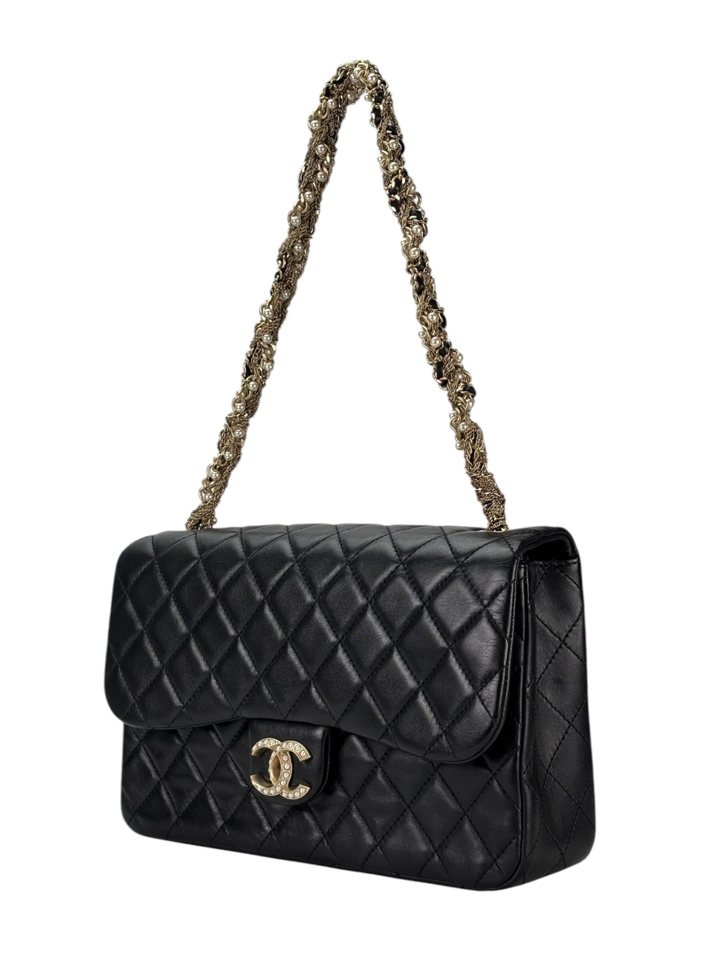 CHANEL - Black Lambskin Matelasse Westminster Chain Shoulder Bag