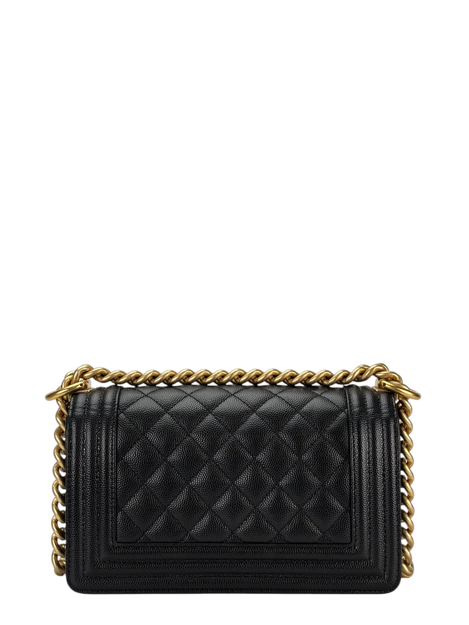 CHANEL -  Small Boy Flap Bag Black Caviar Gold Hardware