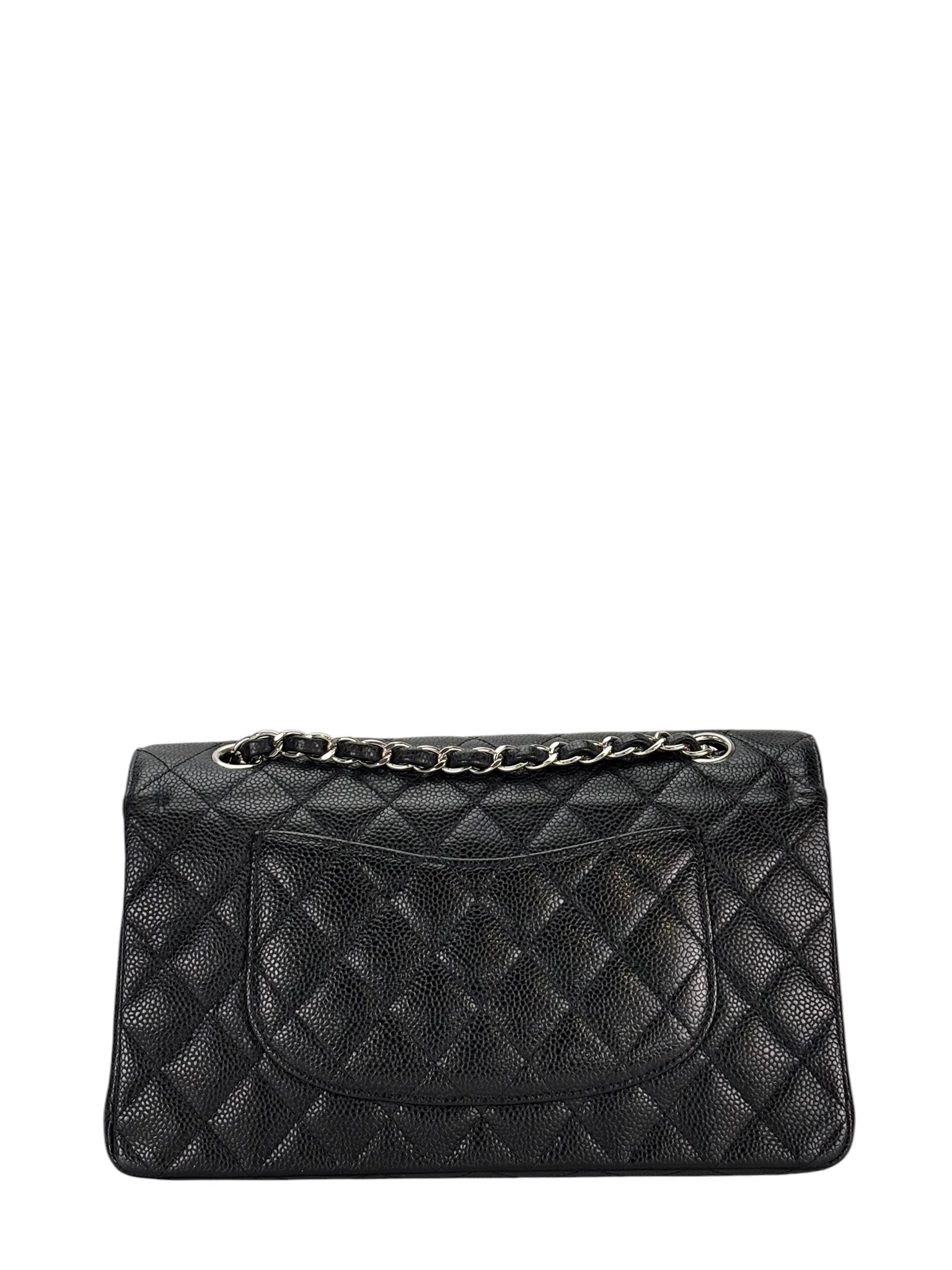 CHANEL - Medium Classic Double Flap Bag Black Caviar Sliver Hardware (CF25)