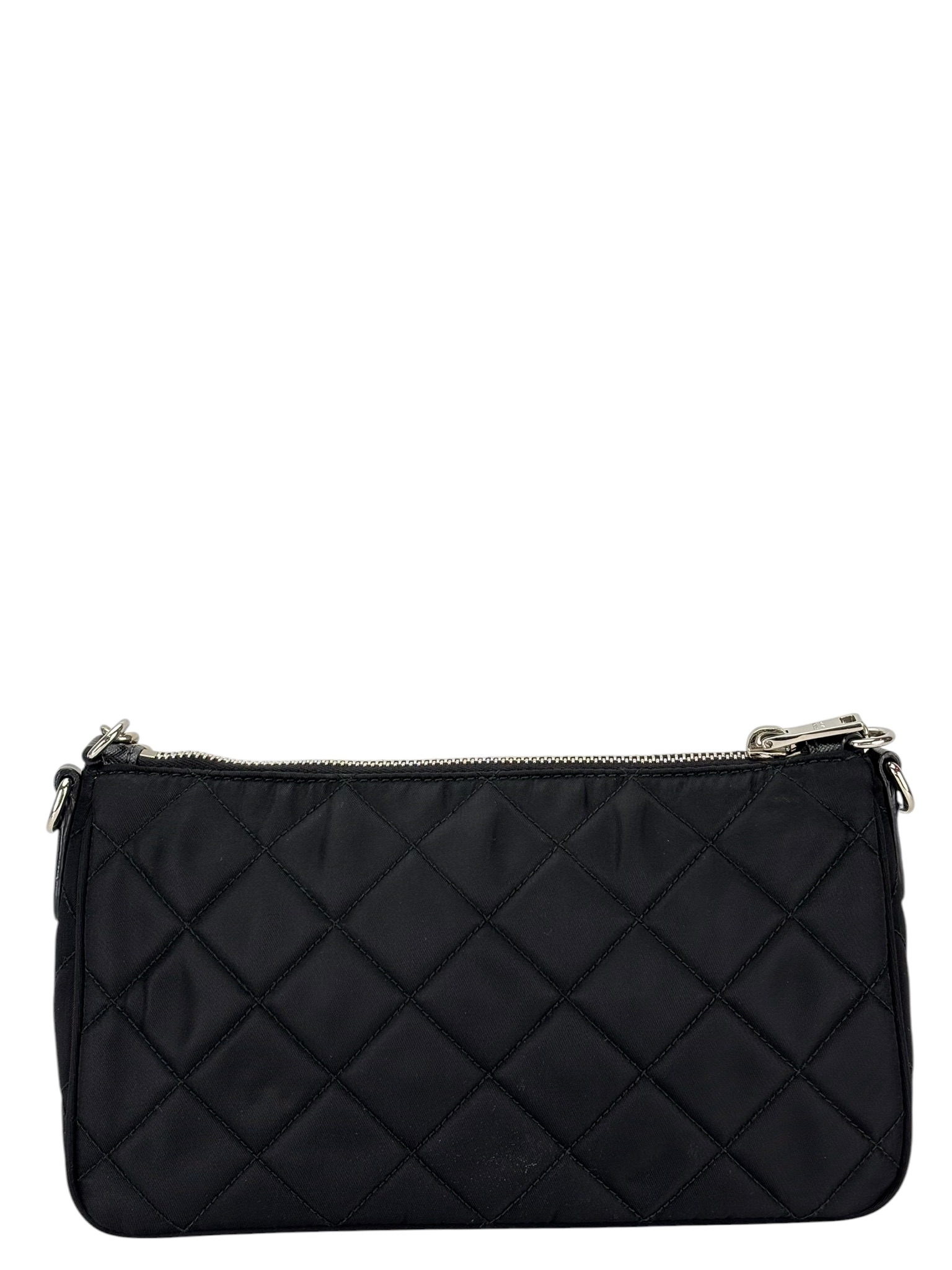 PRADA - Black Nylon Quilted Chain 2-Way Shoulder Bag 